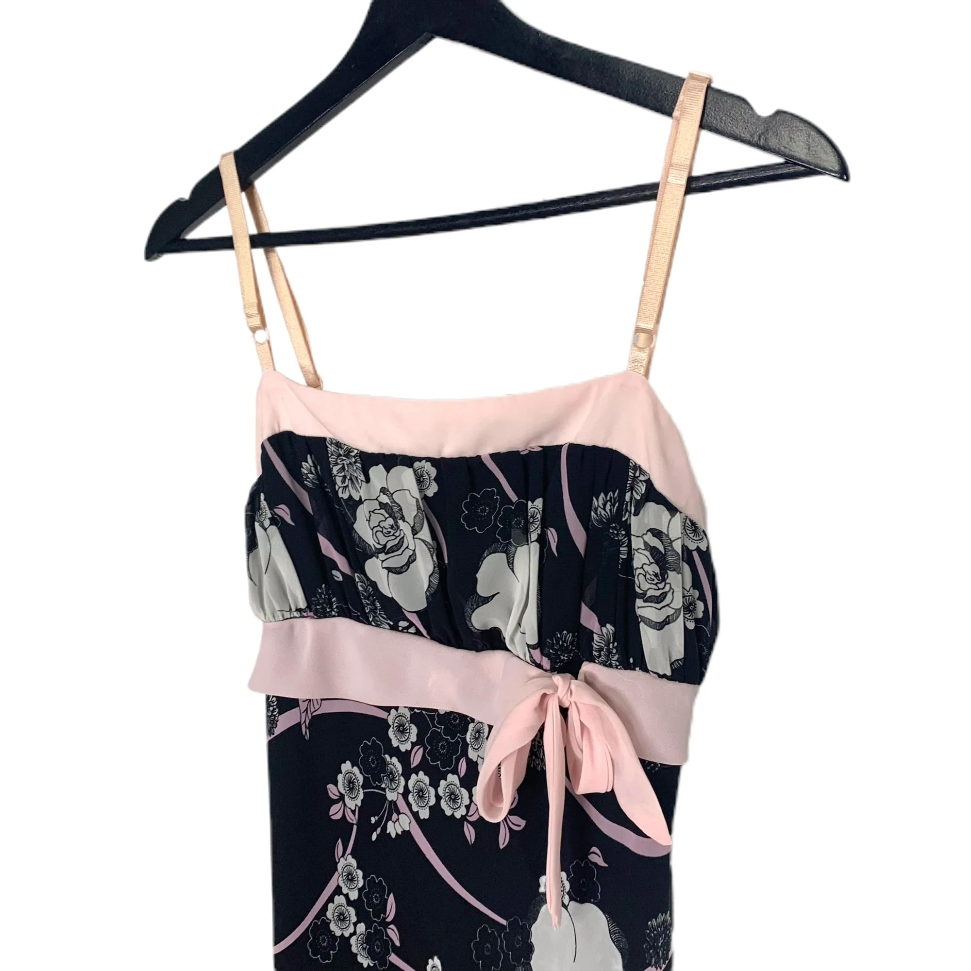 Vintage 90s Ruched Bust Chiffon Slip Dress Medium by Windsor - Image 3