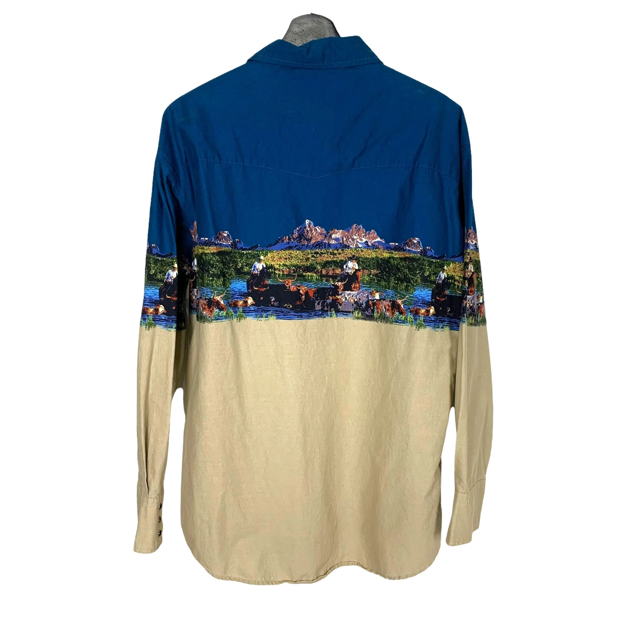 Vintage 90s Rustler Herding Scene Long Sleeve Pearl Button Up by Rustler - Image 2