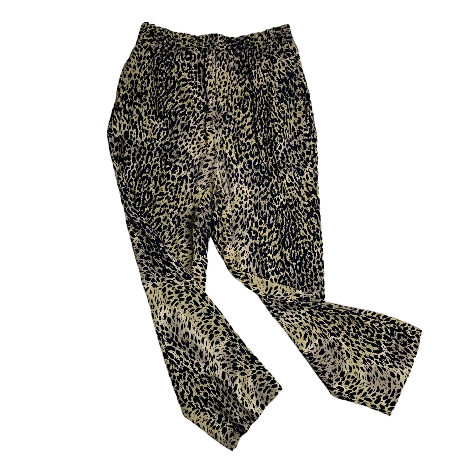 Vintage 90s Sheer Button Up Shirt Pants Set L Floral Leopard Short Sleeve by Platinum - Image 10