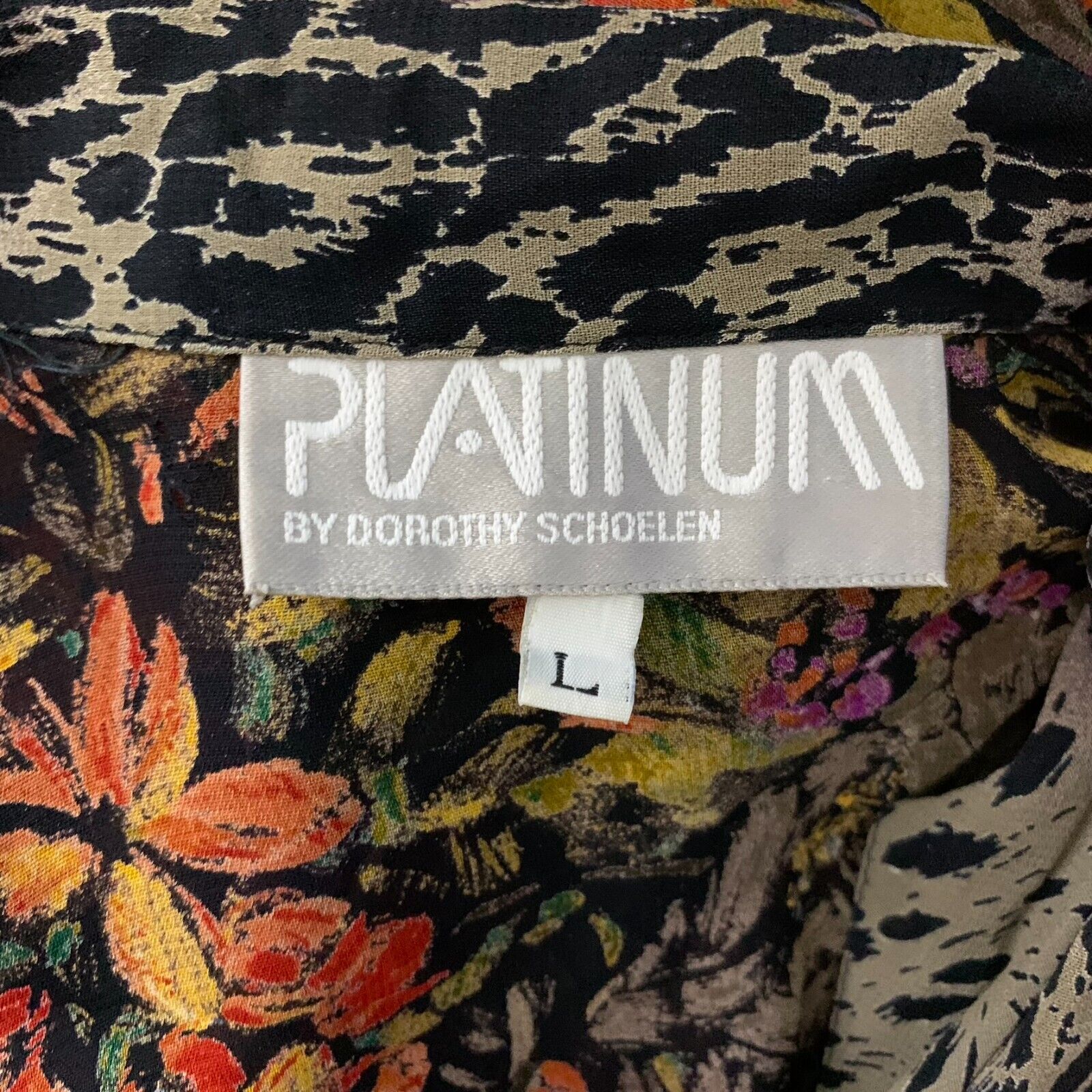 Vintage 90s Sheer Button Up Shirt Pants Set L Floral Leopard Short Sleeve by Platinum - Image 7