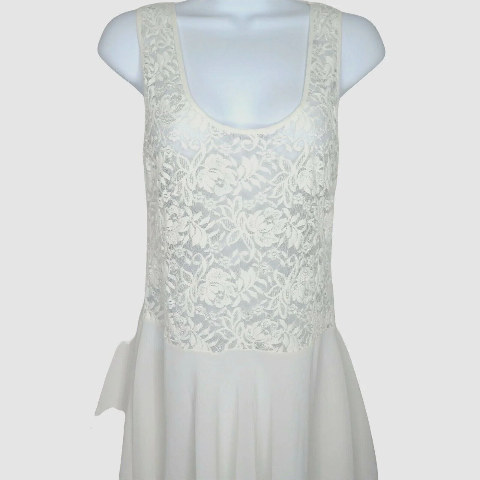 Vintage 90s Sheer Nylon Slip Nightgown S Stretch White Lace by Victoria's Secret - Image 10