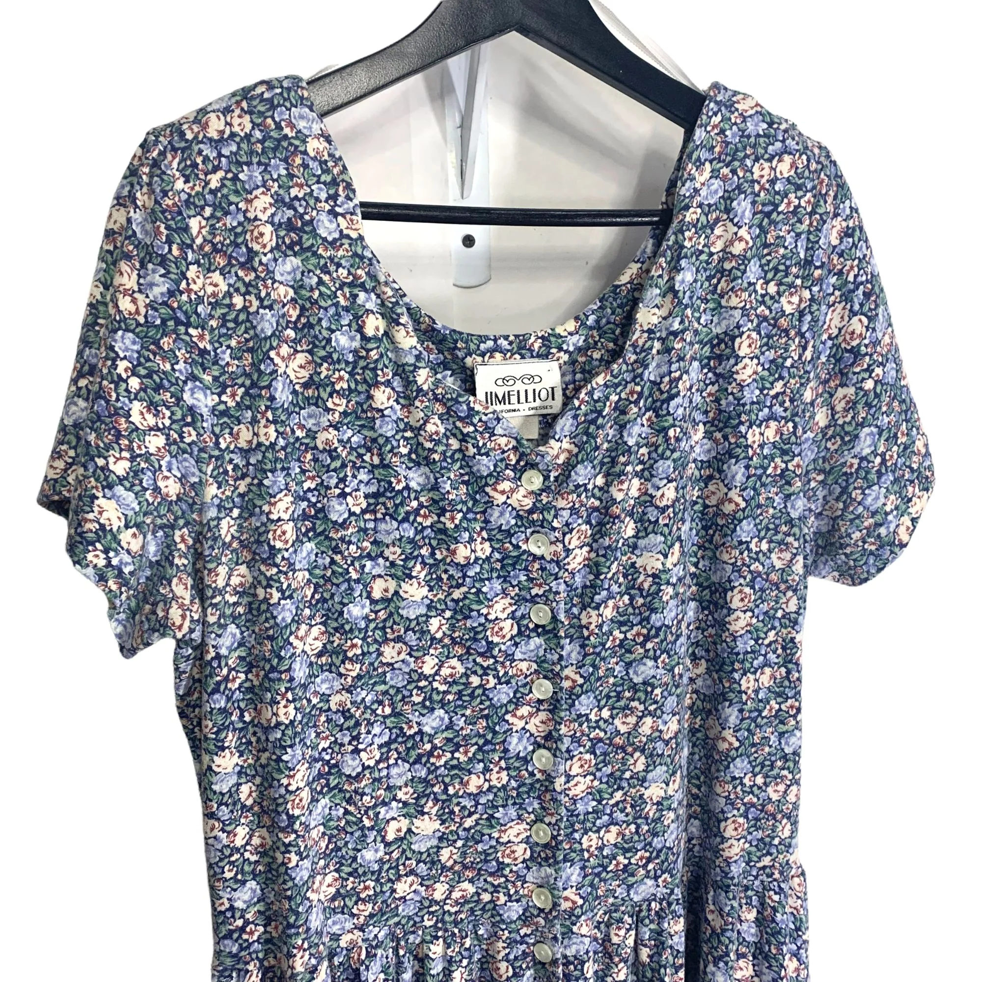 Vintage 90s Short Sleeve All Over Floral Print Button Up Full Length Dress Large by Jimelliot - Image 2