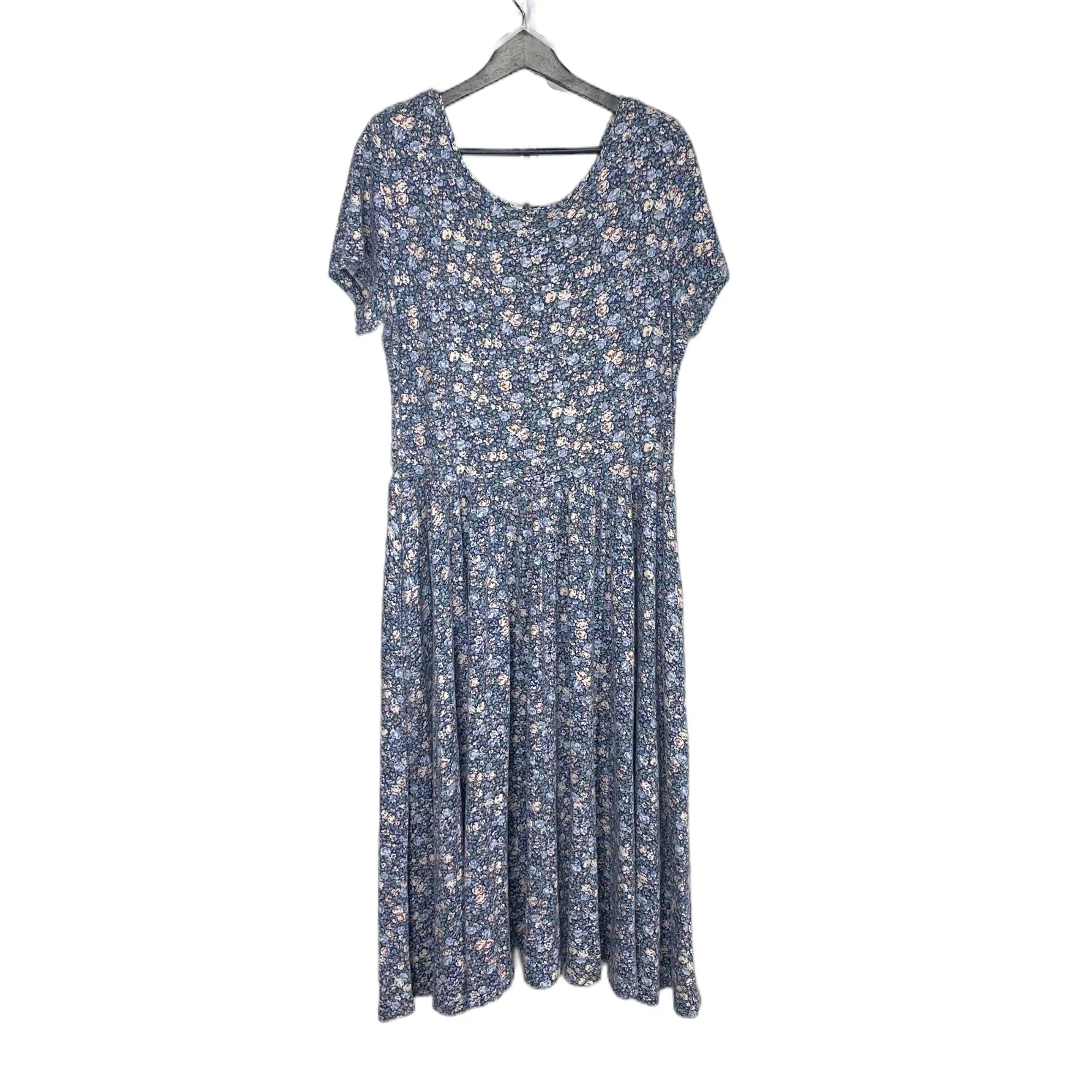Vintage 90s Short Sleeve All Over Floral Print Button Up Full Length Dress Large by Jimelliot - Image 3