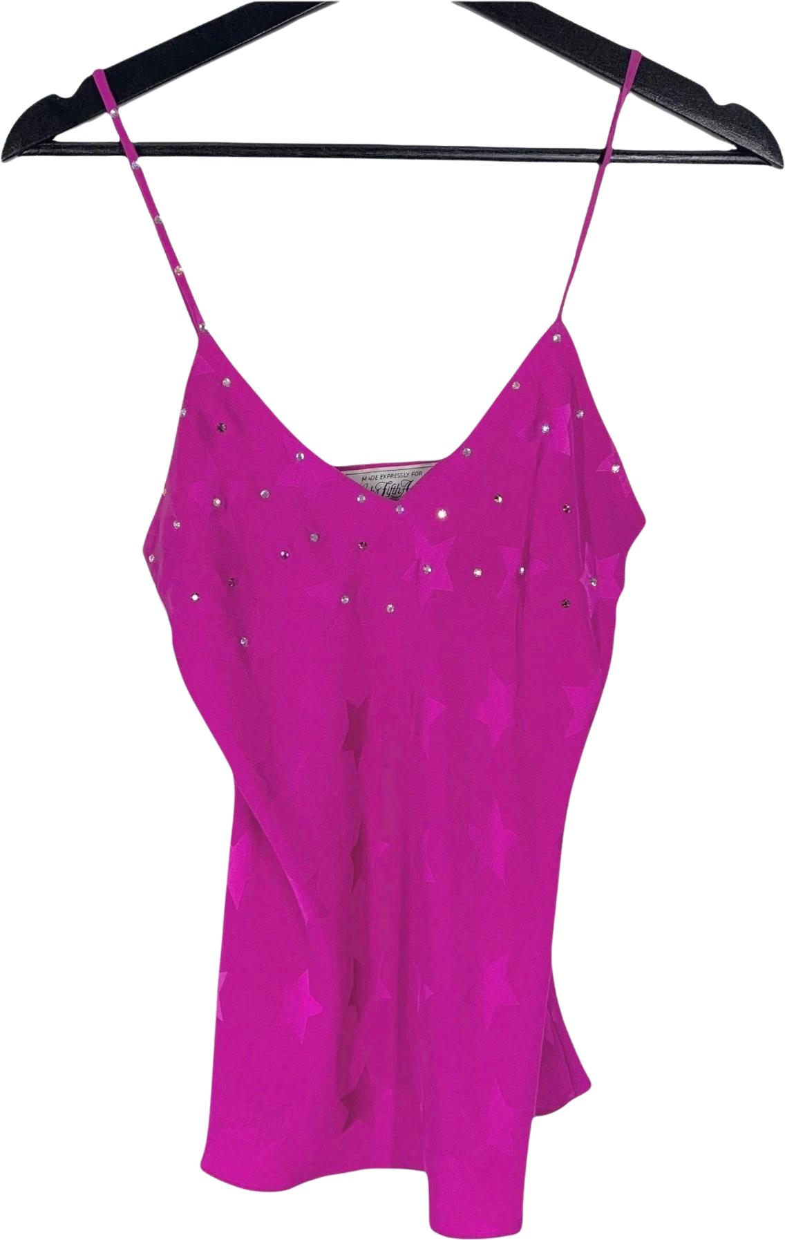 Vintage 90s Silk Embossed Stars Rhinestone Top Small by Saks Fifth Avenue