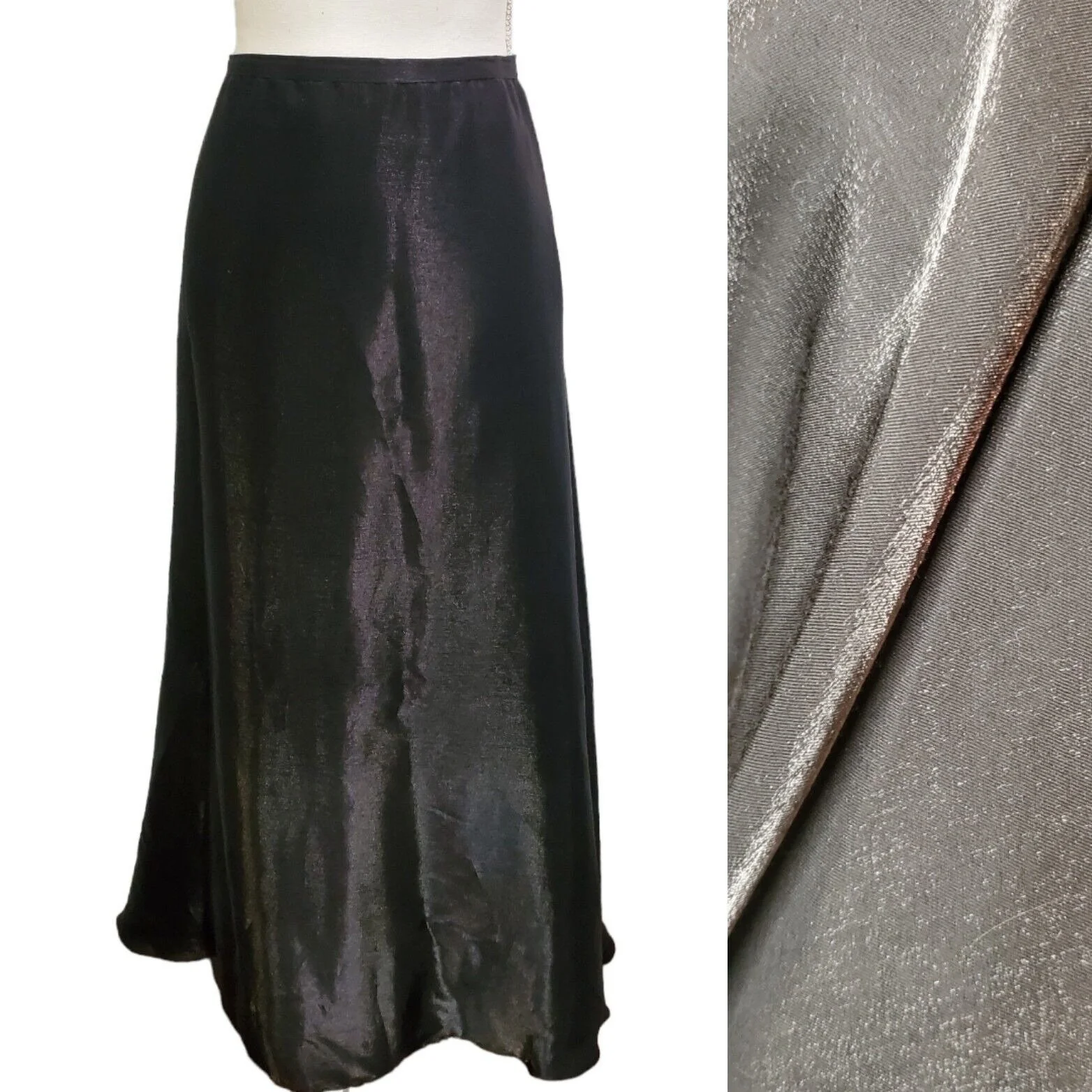 Vintage 90s Silver Black Metallic Long Formal Skirt Sz 2 by Cache - Image 3