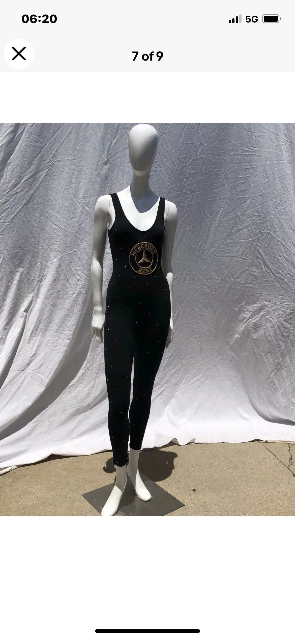 Vintage 90s Sleeveless Studded Jumpsuit Sexy Bodycon Party Mercedes Benz Logo S - Image 3