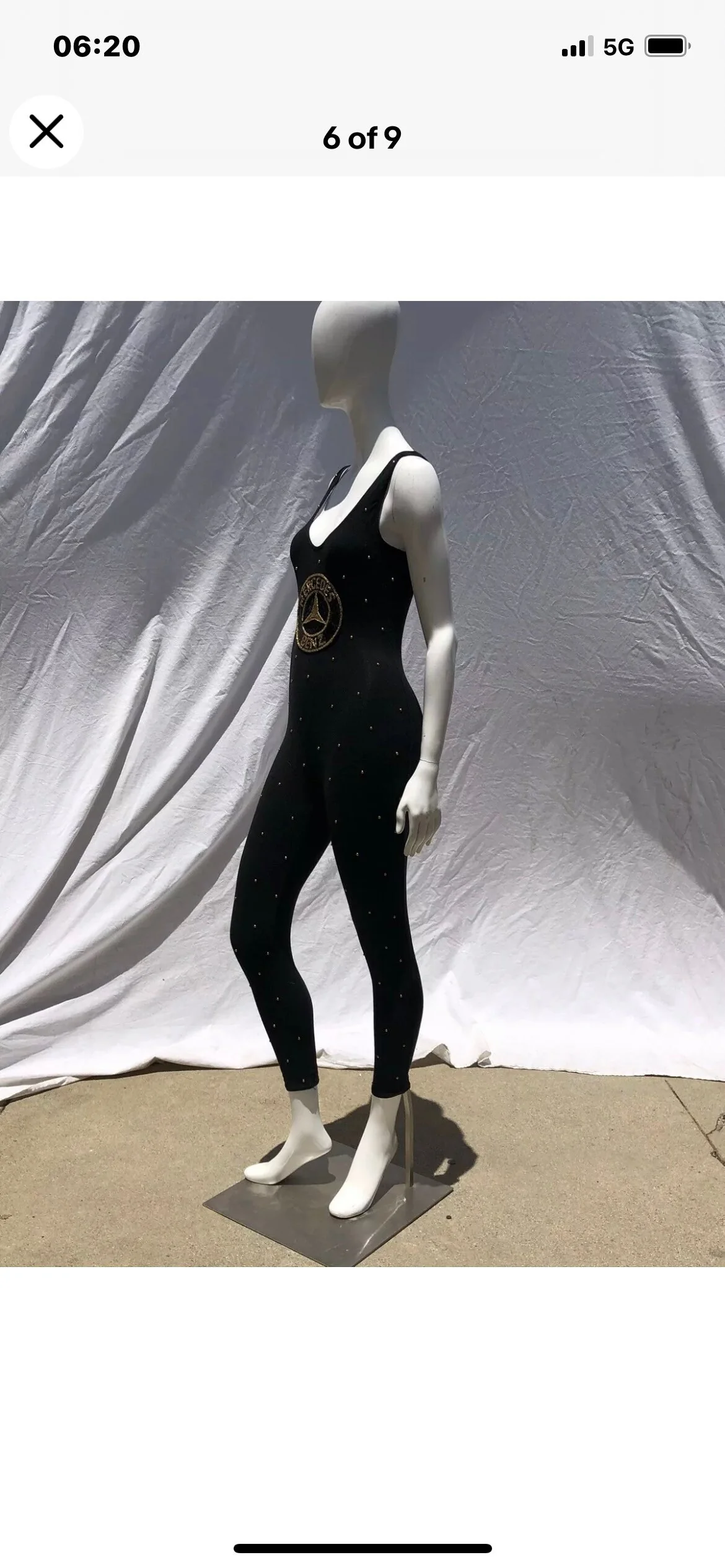 Vintage 90s Sleeveless Studded Jumpsuit Sexy Bodycon Party Mercedes Benz Logo S - Image 4