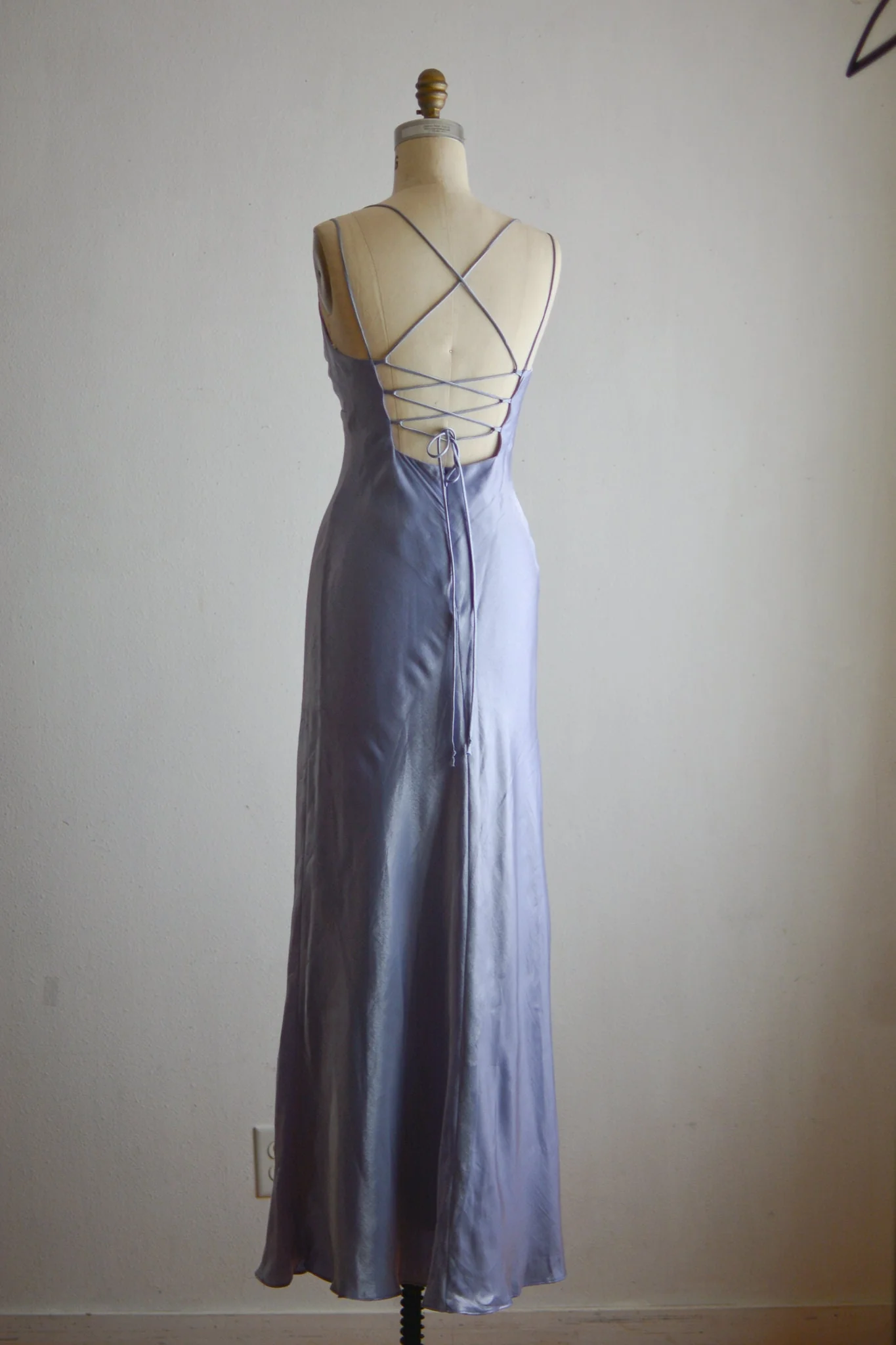 Vintage 90s Slip Dress Blue Liquid Crossback Size Small Romantic - Image 2