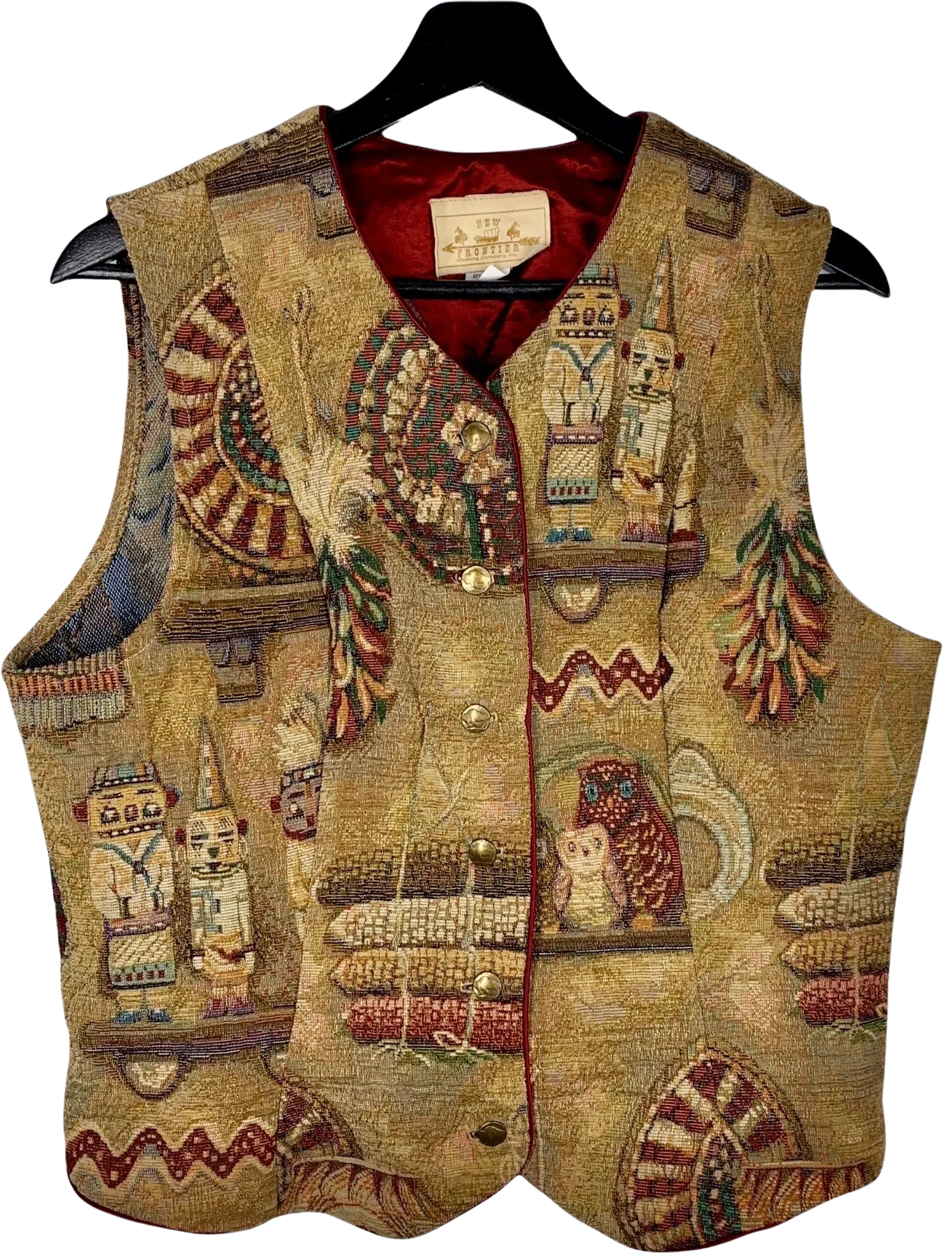 Vintage 90s Southwestern Buffalo Button Tapestry Vest Xl by New Frontier