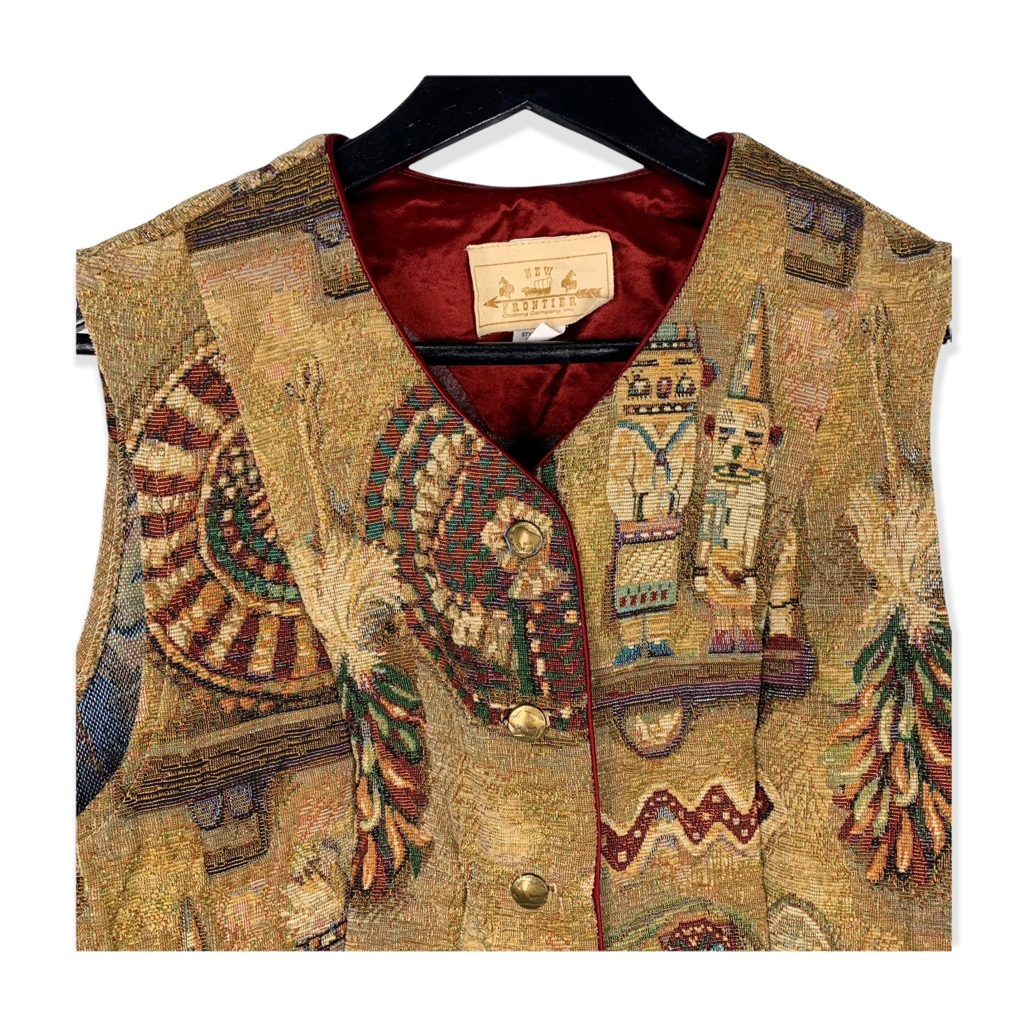 Vintage 90s Southwestern Buffalo Button Tapestry Vest Xl by New Frontier - Image 3