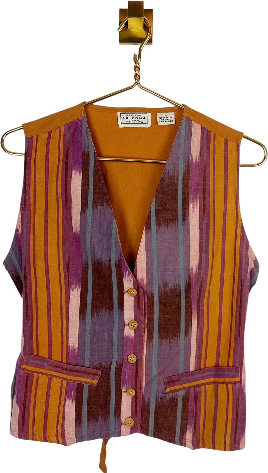 Vintage 90s Southwestern Geometrical Vest Purple and Mustard Sz M by Arizona Jean Co