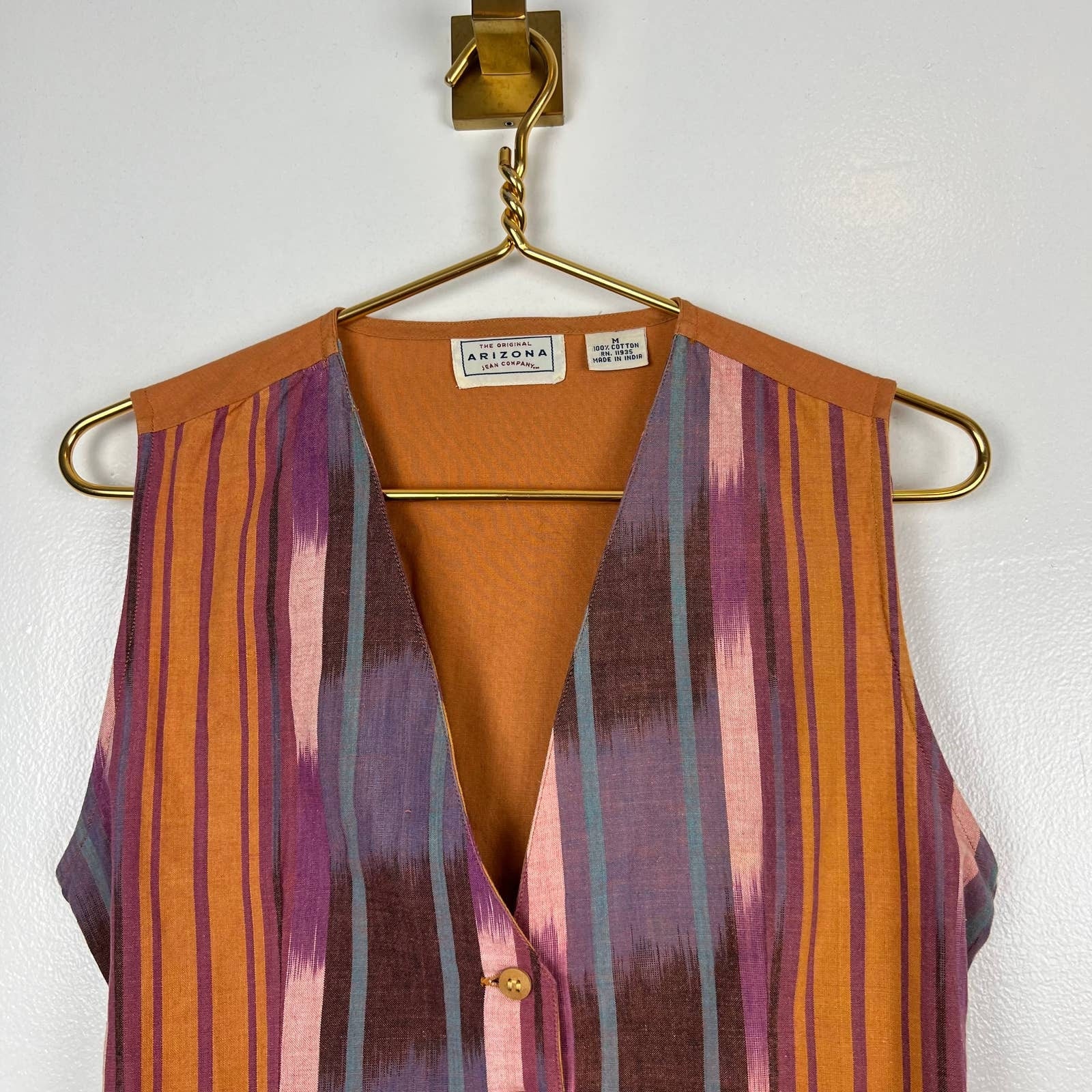 Vintage 90s Southwestern Geometrical Vest Purple and Mustard Sz M by Arizona Jean Co - Image 3
