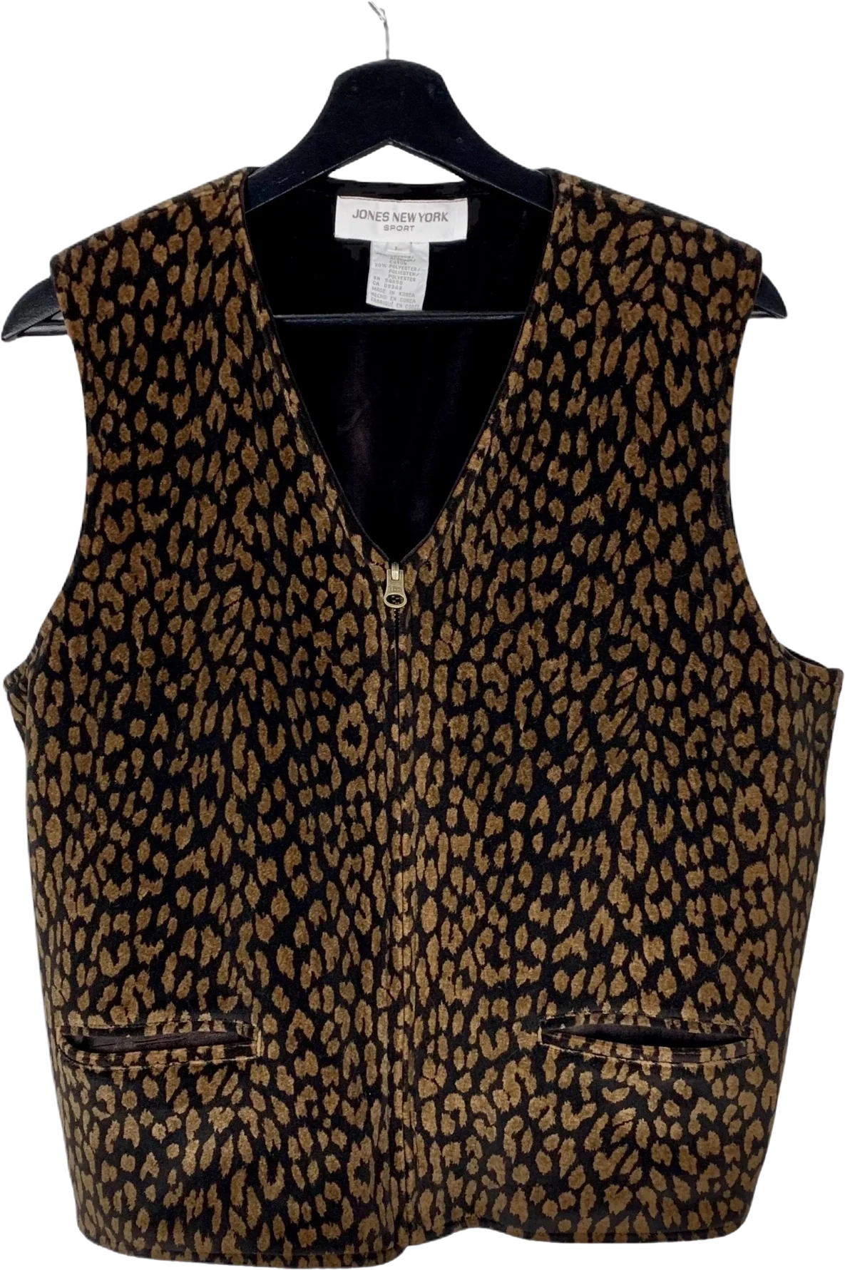 Vintage 90s Sport Animal Print Zip Up Vest Large by Jones New York