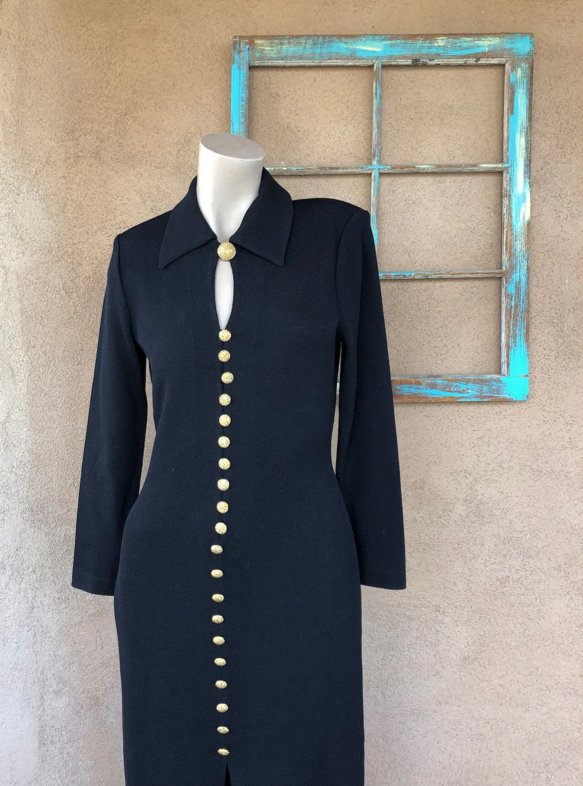 Vintage 90s St John Black Knit Dress Sz S M by St John Evening by Marie Gray - Image 3
