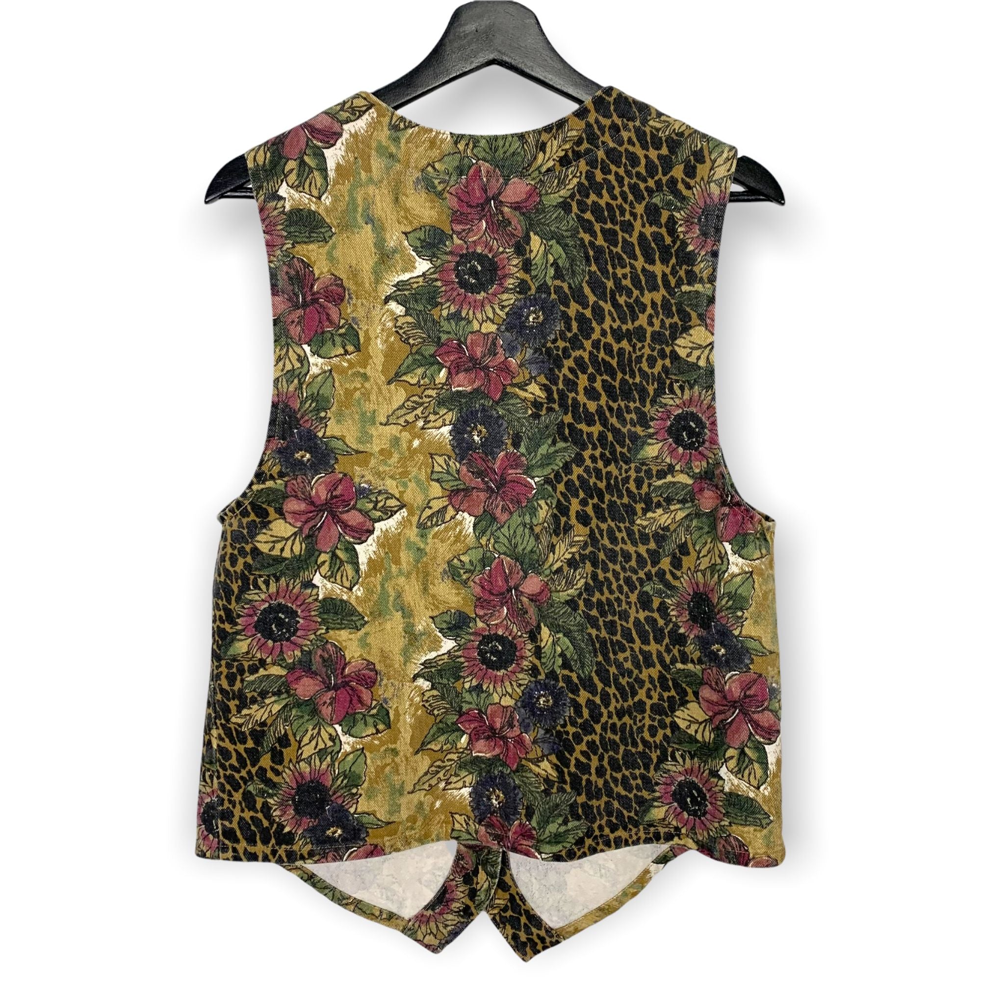 Vintage 90s Stampede Floral Cheetah Print Button Up Vest Medium - Image 2