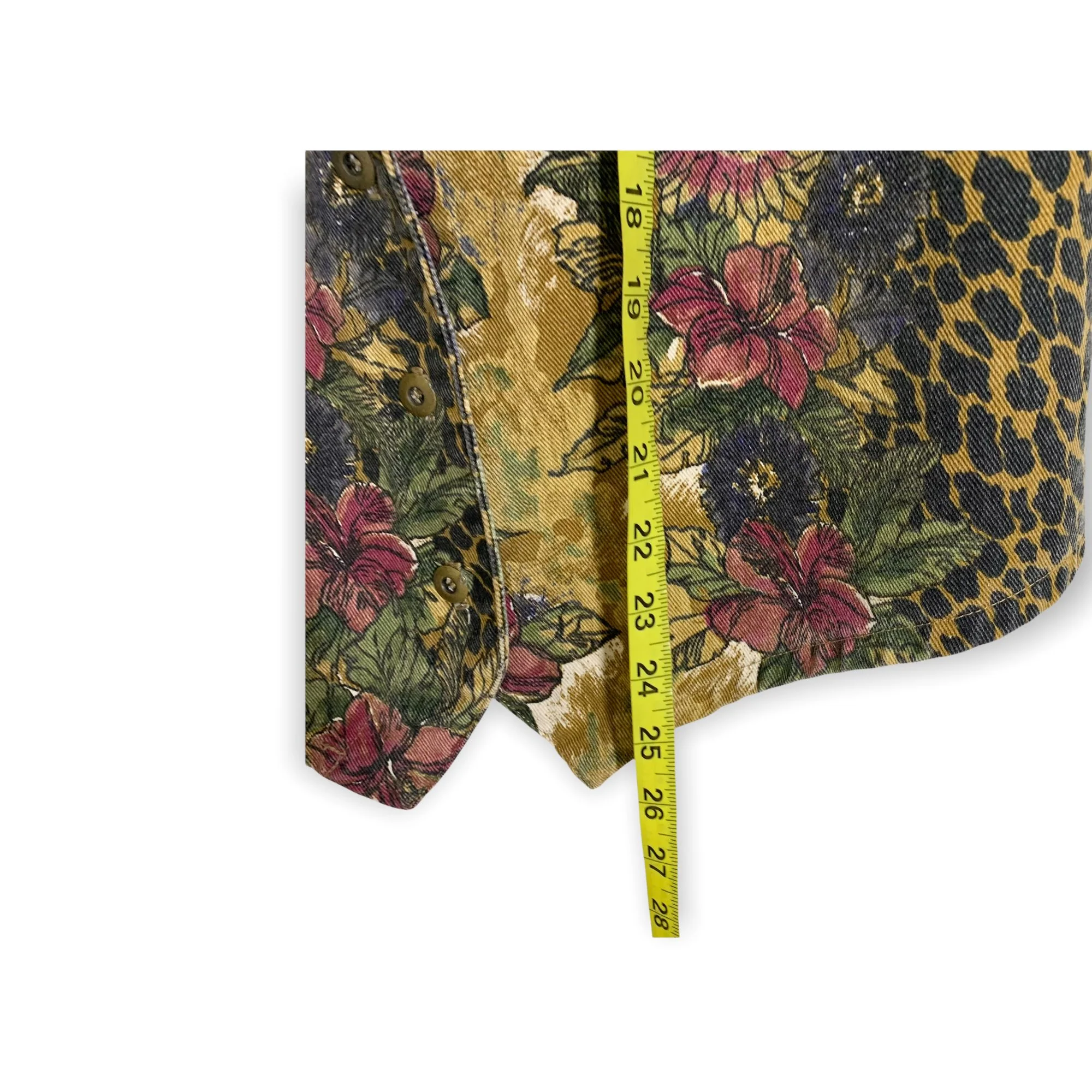 Vintage 90s Stampede Floral Cheetah Print Button Up Vest Medium - Image 5