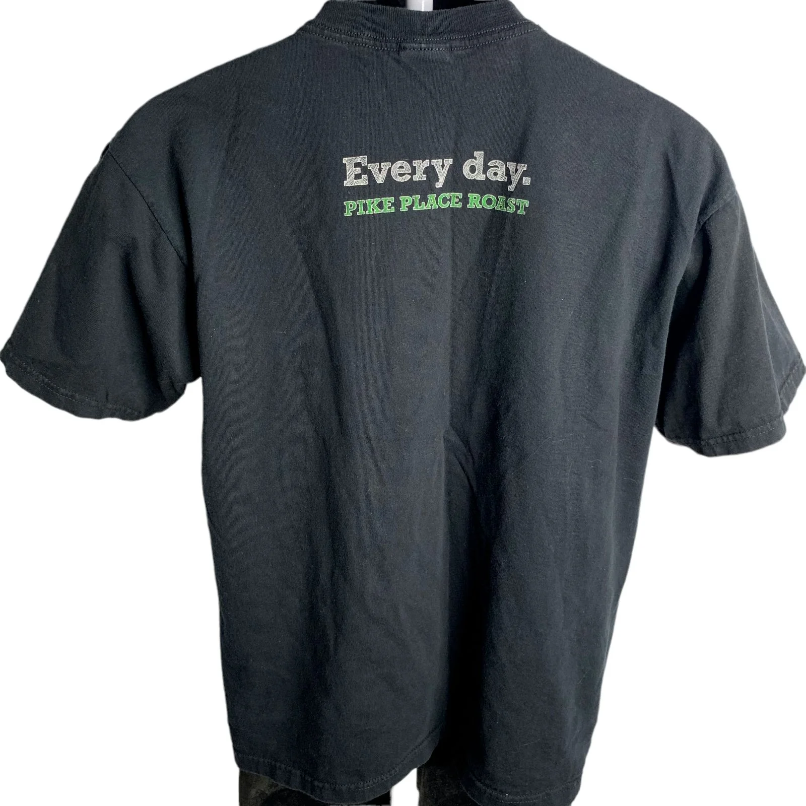 Vintage 90s Starbucks Employee Bold Crewneck T-Shirt M Black Pike Place Roast by Anvil - Image 2