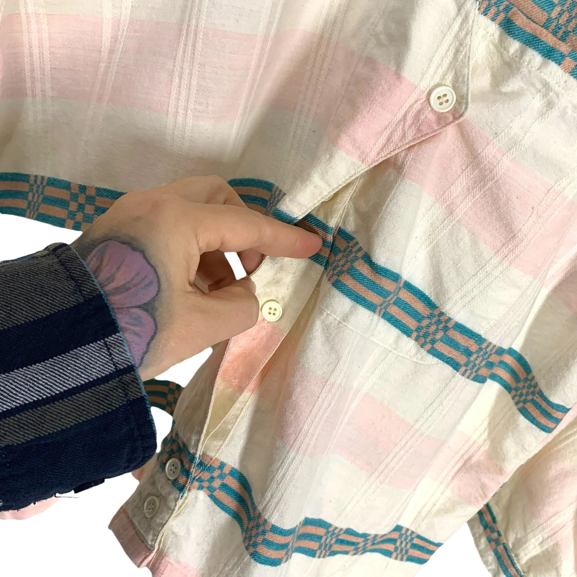 Vintage 90s Stripe Button Up Overd Casual Cotton Top by Angelique - Image 3