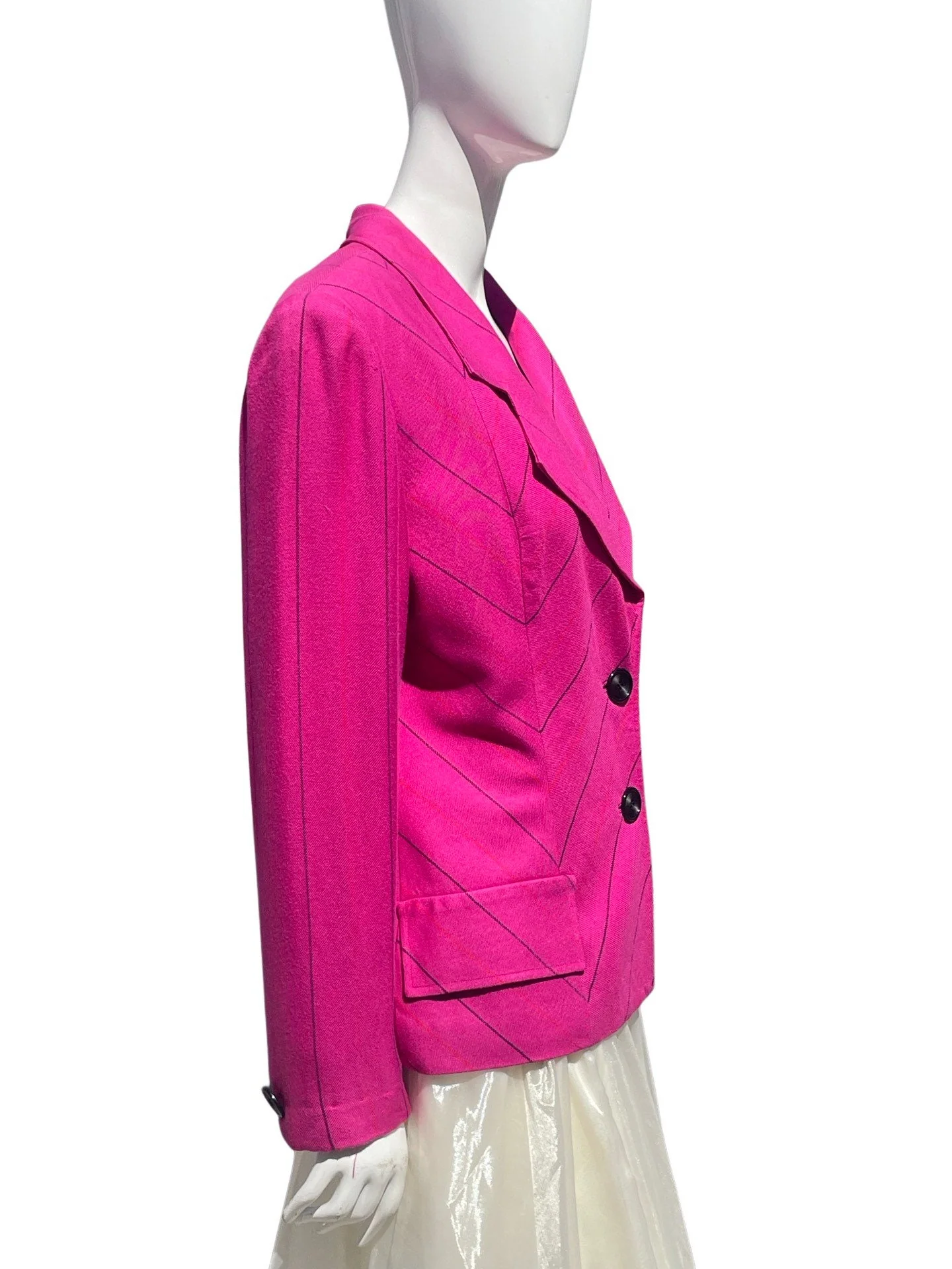 Vintage 90s Studio Pink Chevron Blazer Jacket Size 14 Soft Rayon Summer Jacket by Oscar De La Renta - Image 5