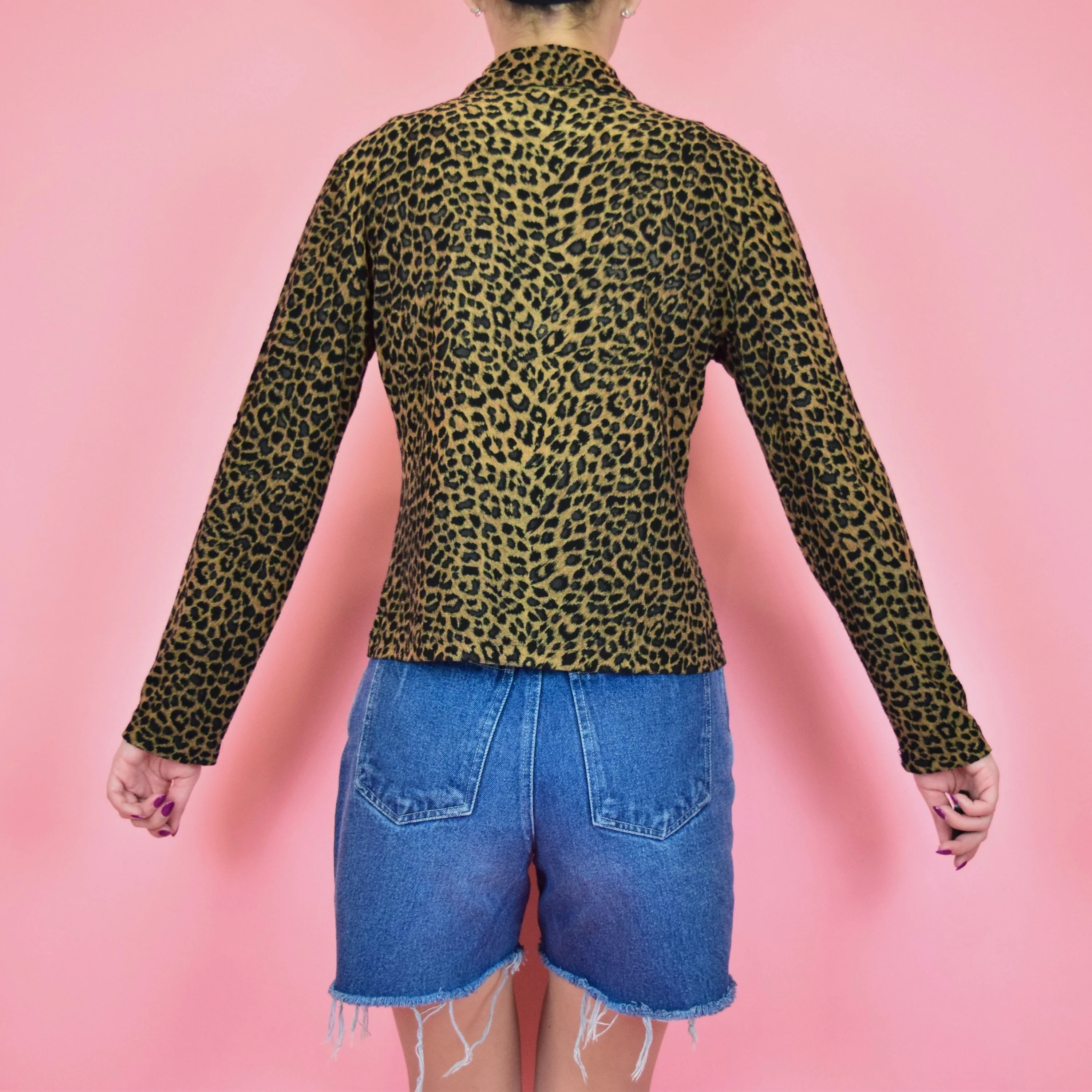 Vintage 90s Tan Brown Black Cheetah Print Top by Eye Candy - Image 3