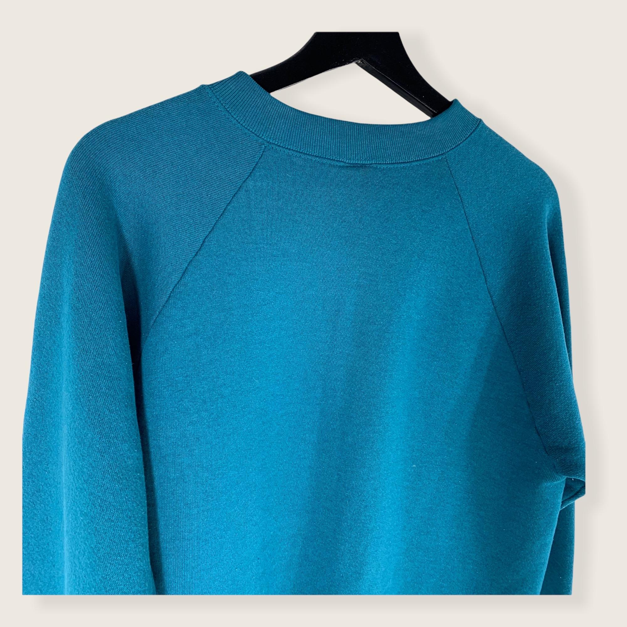 Vintage 90s Teal Sweatshirt Medium by Fruit of The Loom - Image 5