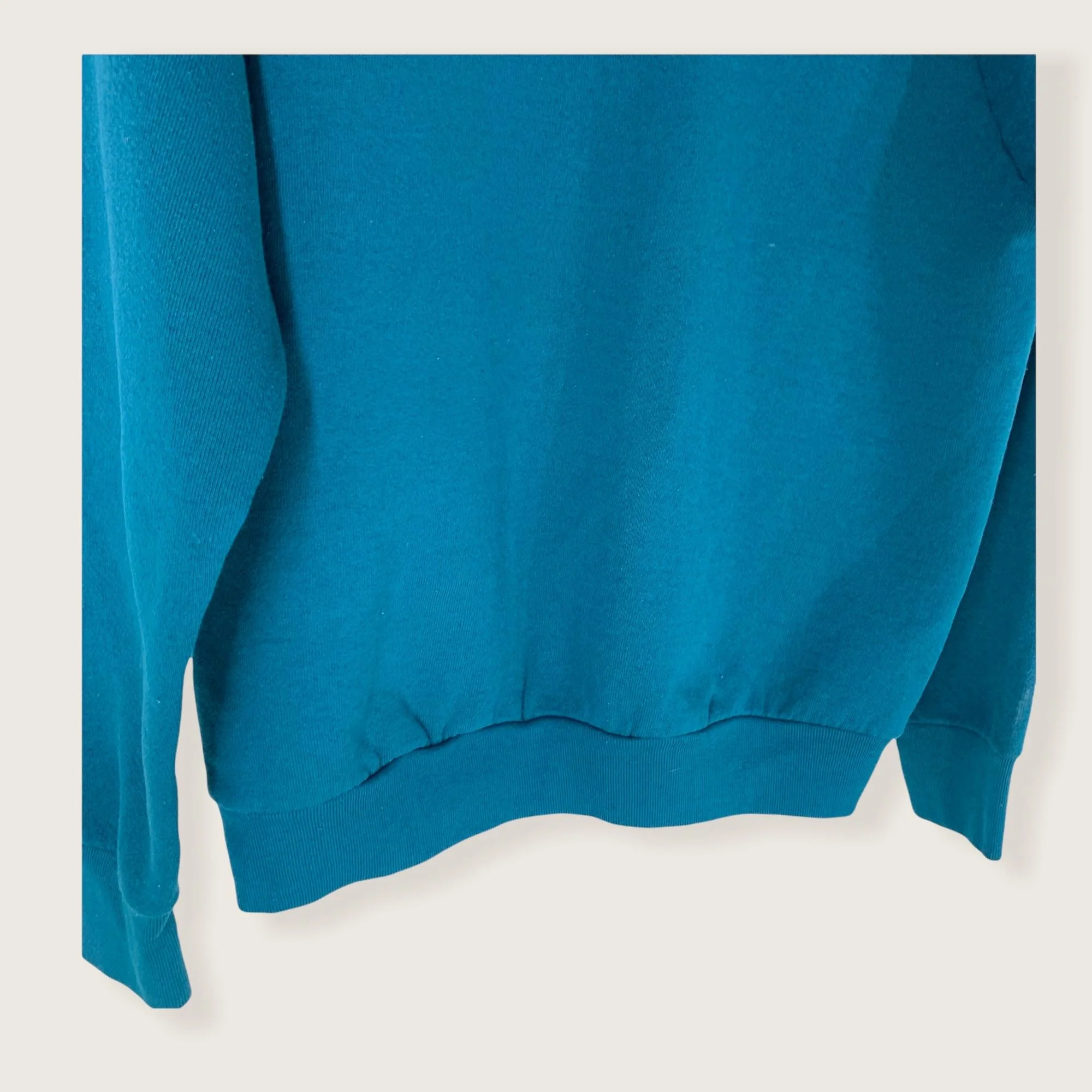 Vintage 90s Teal Sweatshirt Medium by Fruit of The Loom - Image 6