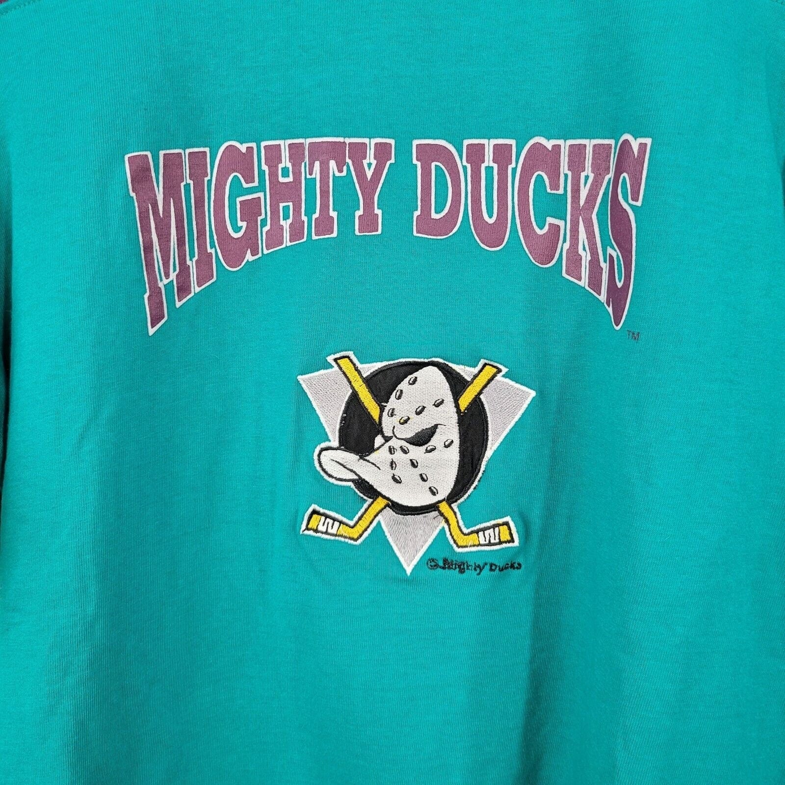 Vintage 90s The Mighty Ducks Youth Large/xl Hockey Jersey Shirt Short Set Teal by Professional Sports Club - Image 4