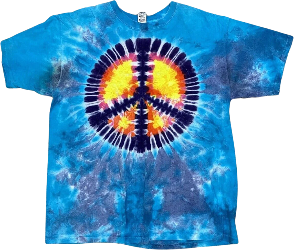 Vintage 90s Tie Dye T-Shirt Sundog Peace Sign Love Softball L Nsa by  Sundog