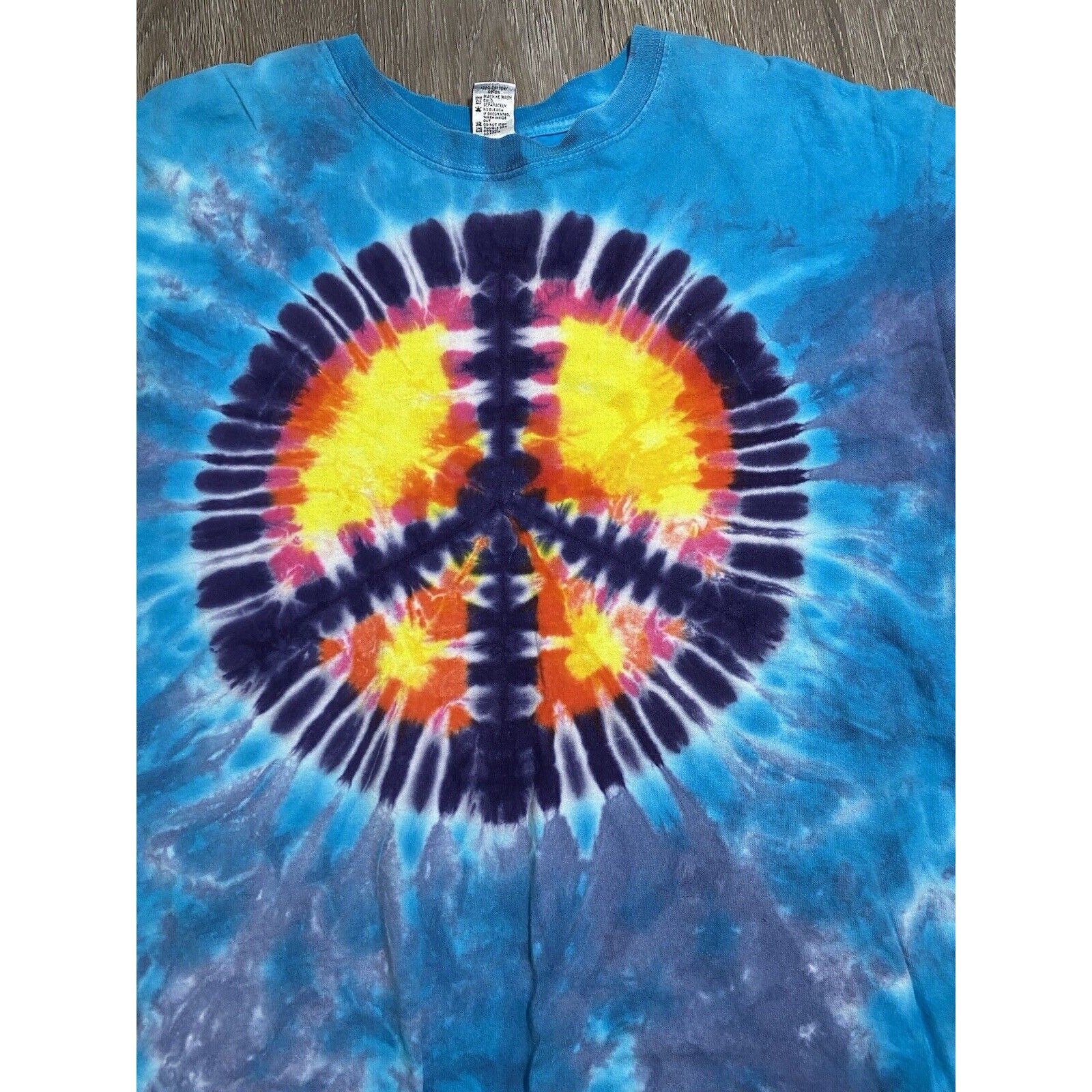 Vintage 90s Tie Dye T-Shirt Sundog Peace Sign Love Softball L Nsa by  Sundog - Image 3