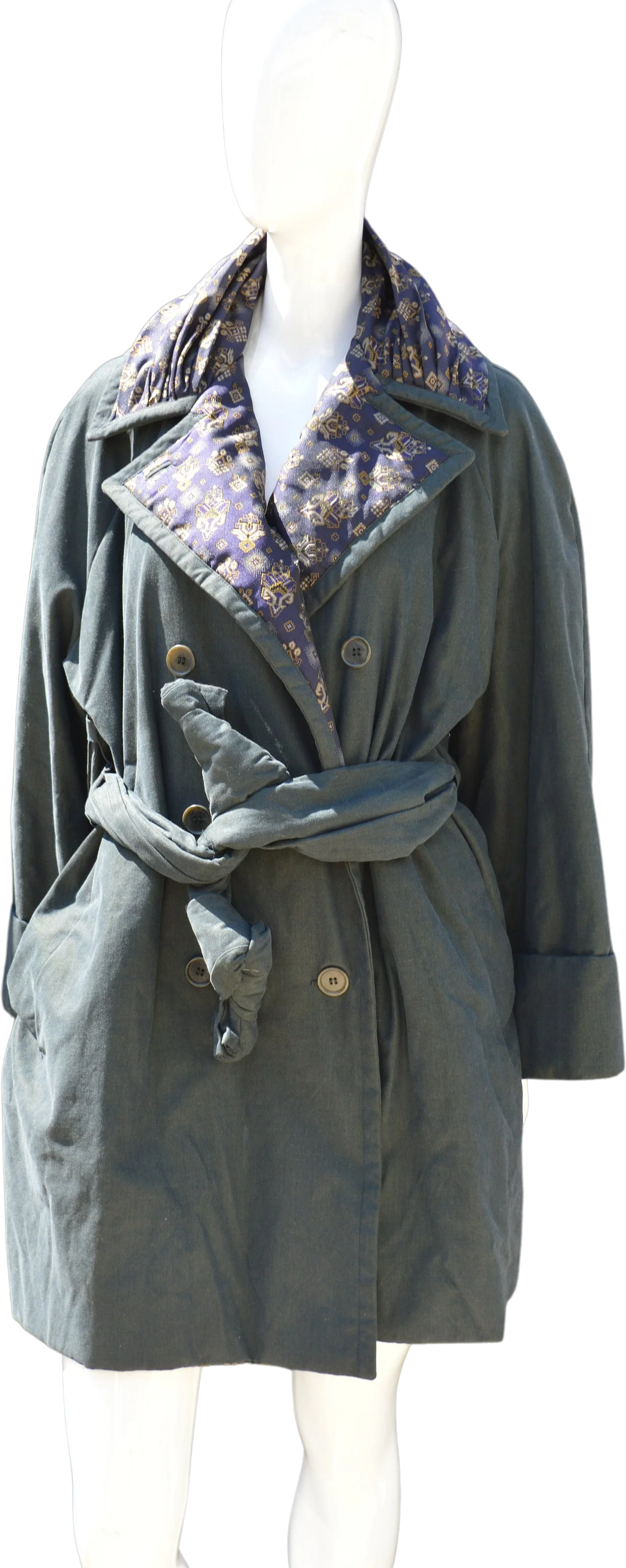 Vintage 90s Trenchcoat Coat Rain Coat Size 42 Double Breasted Sharkskin 1993 Coat by Romeo Gigli