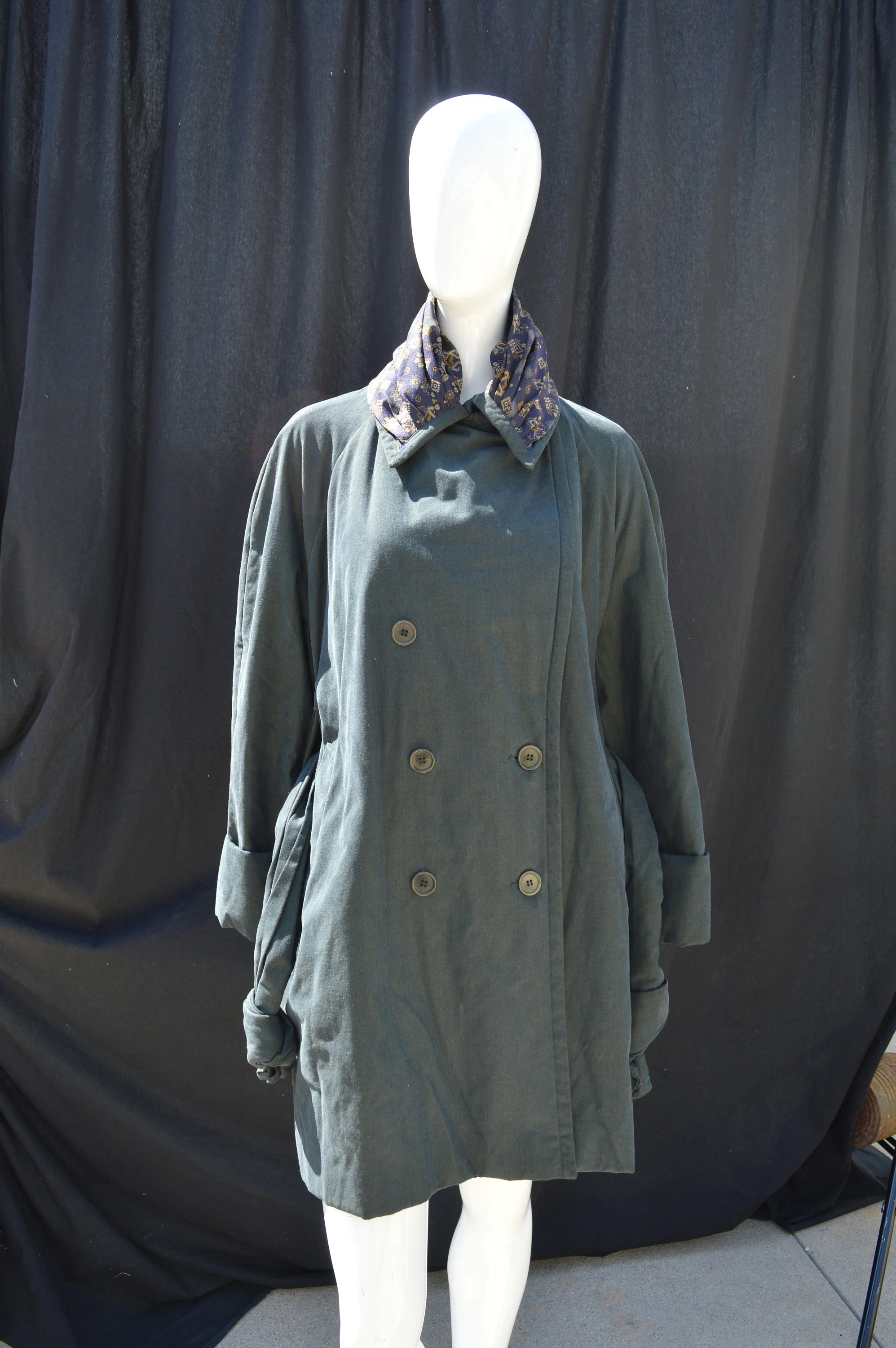 Vintage 90s Trenchcoat Coat Rain Coat Size 42 Double Breasted Sharkskin 1993 Coat by Romeo Gigli - Image 2
