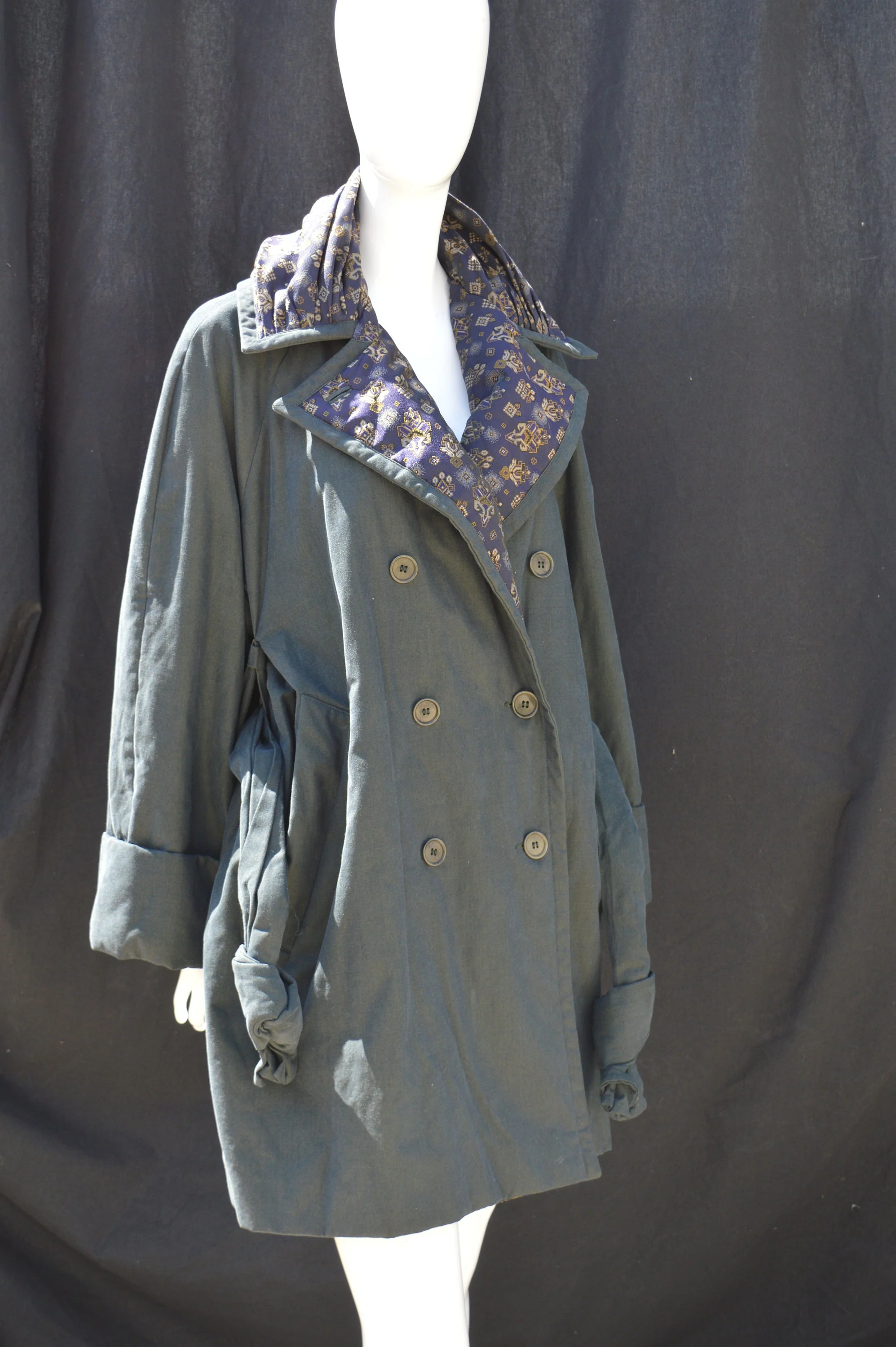 Vintage 90s Trenchcoat Coat Rain Coat Size 42 Double Breasted Sharkskin 1993 Coat by Romeo Gigli - Image 3