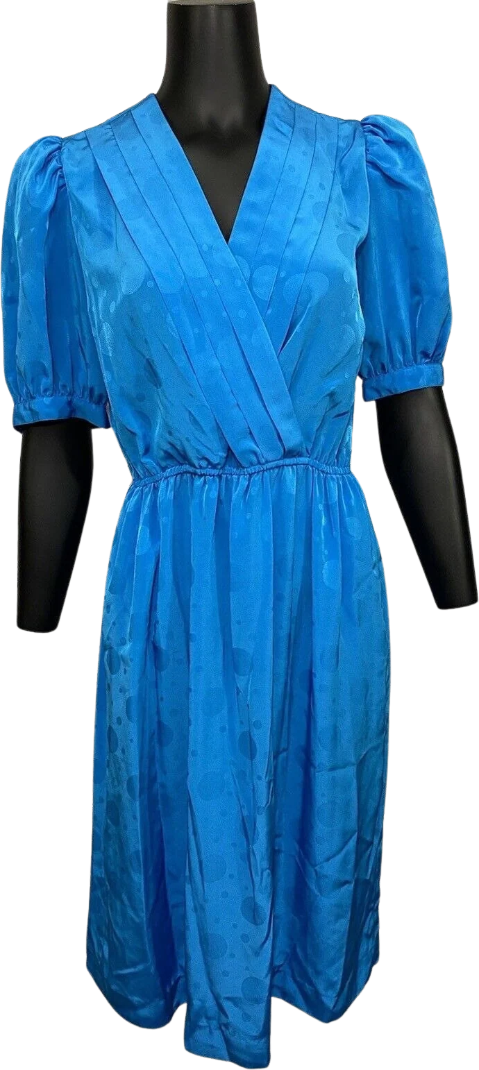 Vintage 90s V-Neck Midi Dress Liz Claiborne Petite Puff Sleeves Secretary by Liz Claiborne