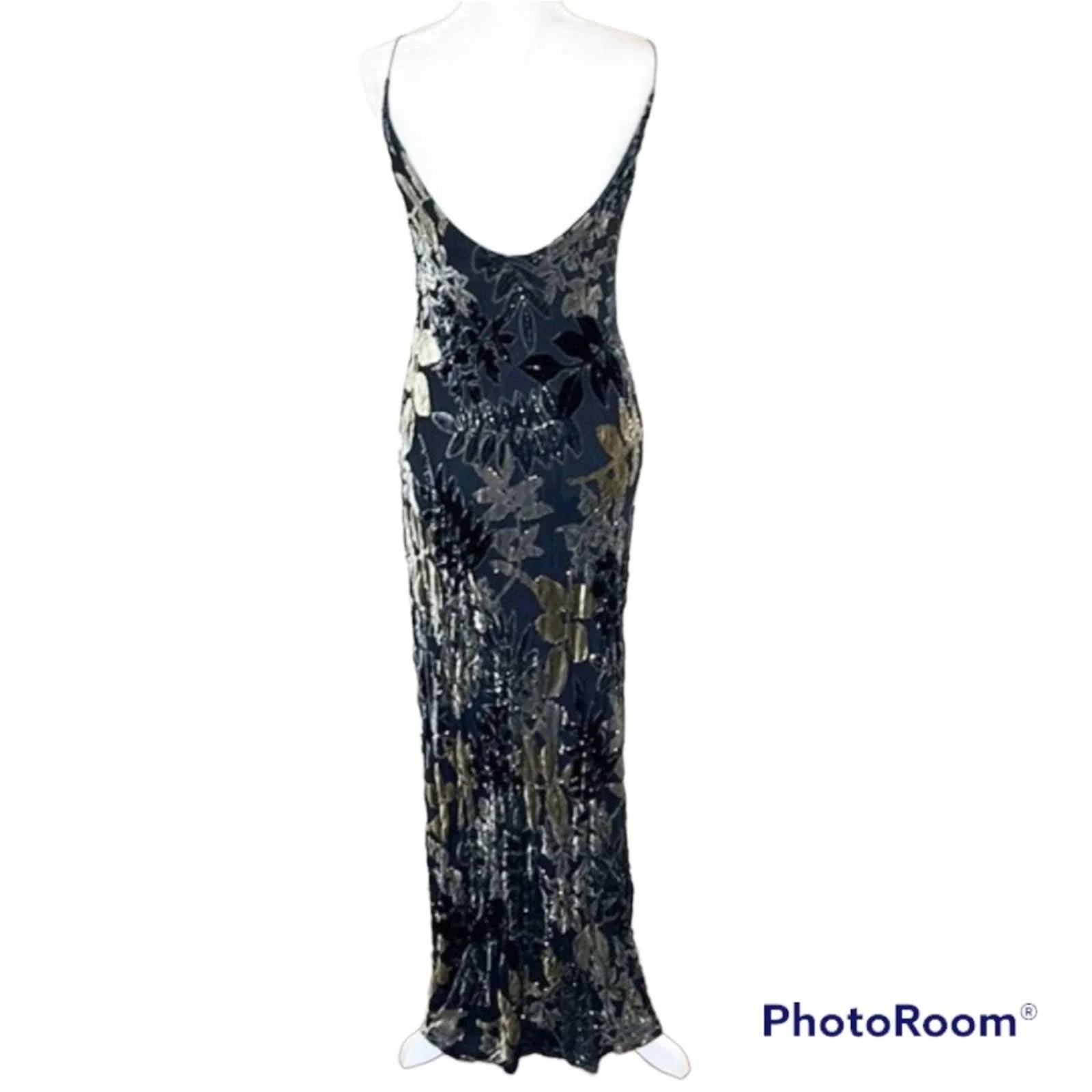 Vintage 90s Velvet Burnout Formal Dress - Image 4