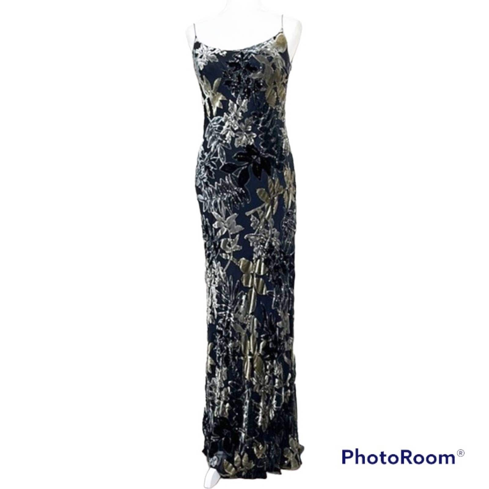 Vintage 90s Velvet Burnout Formal Dress - Image 5