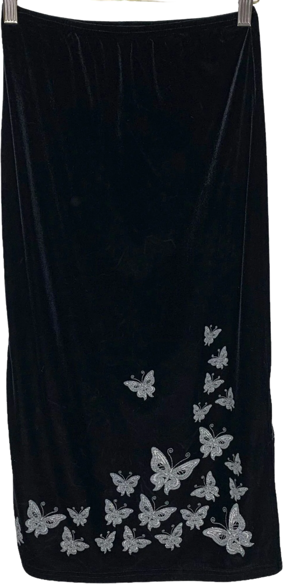 Vintage 90s Velvet Butterly Below Knee Pull On Skirt by E Girl