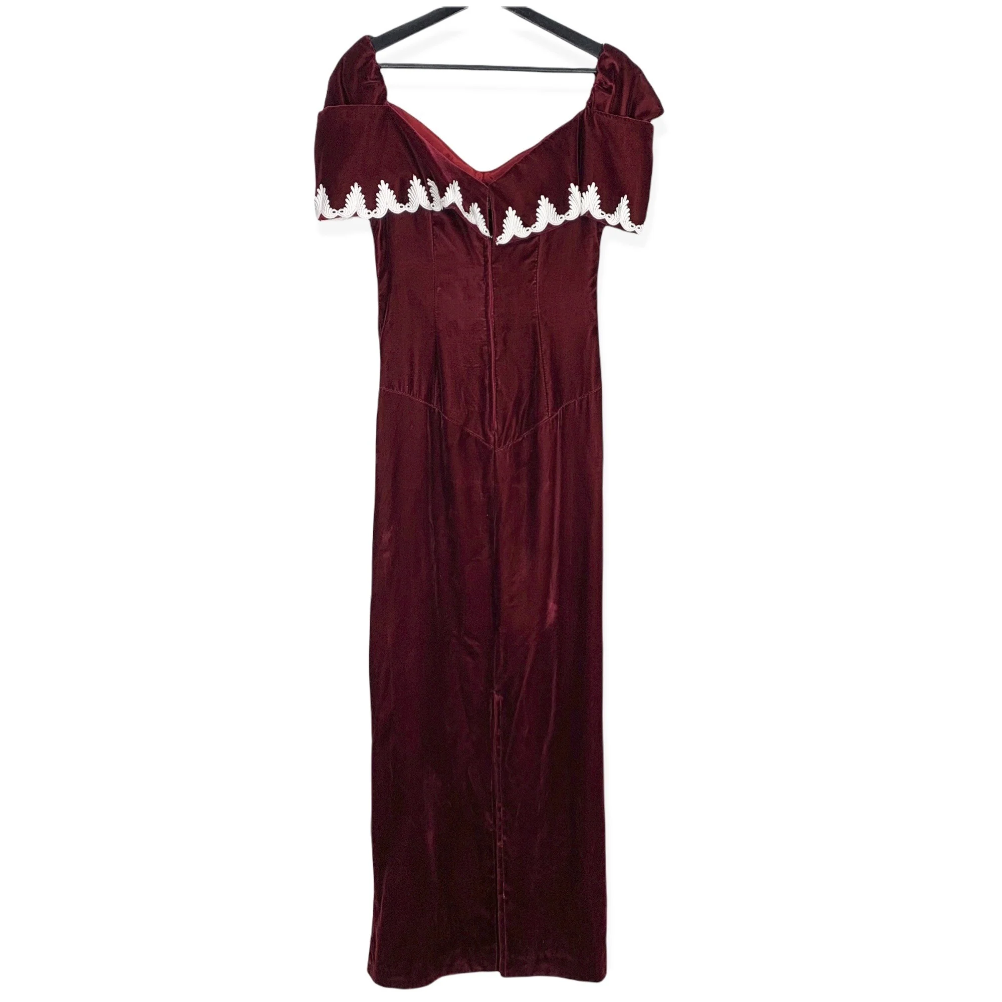 Vintage 90s Velvet Off The Shoulder Full Length Dress Medium by Jordan - Image 2