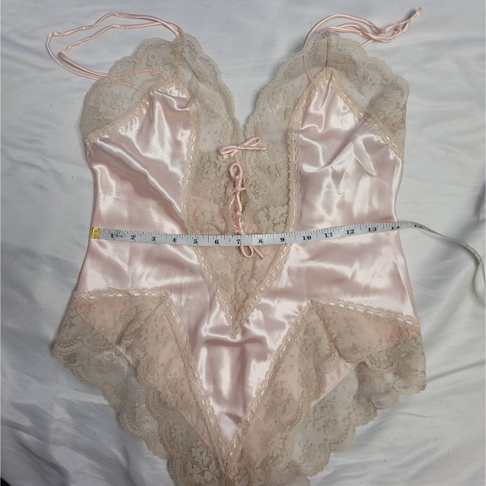 Vintage 90s Victoria's Secret Teddy Pink Lace Lingerie Bodysuit High Cut M by Victoria's Secret - Image 10