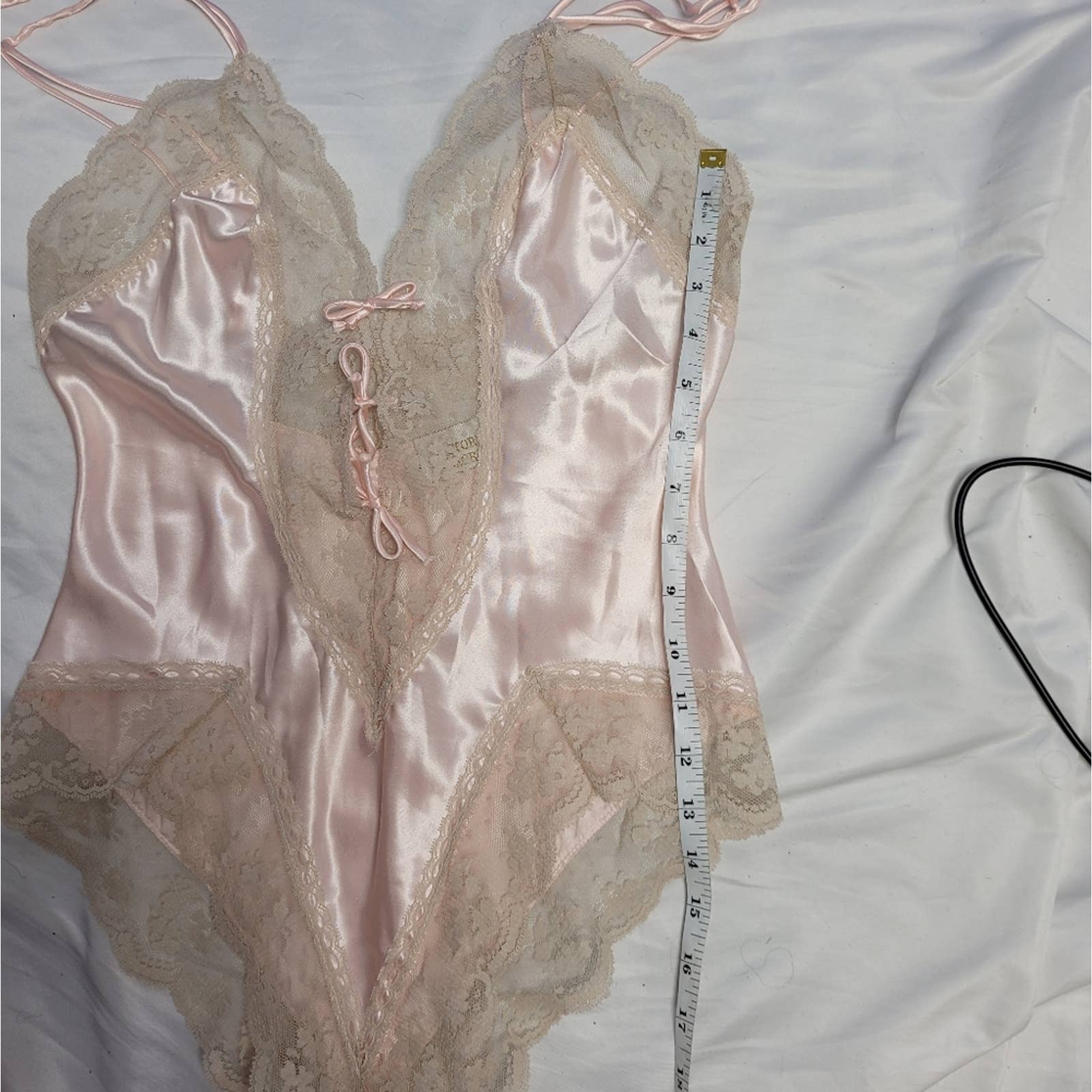 Vintage 90s Victoria's Secret Teddy Pink Lace Lingerie Bodysuit High Cut M by Victoria's Secret - Image 11