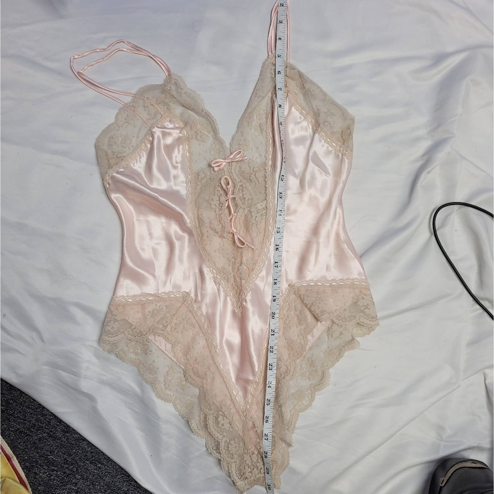 Vintage 90s Victoria's Secret Teddy Pink Lace Lingerie Bodysuit High Cut M by Victoria's Secret - Image 12