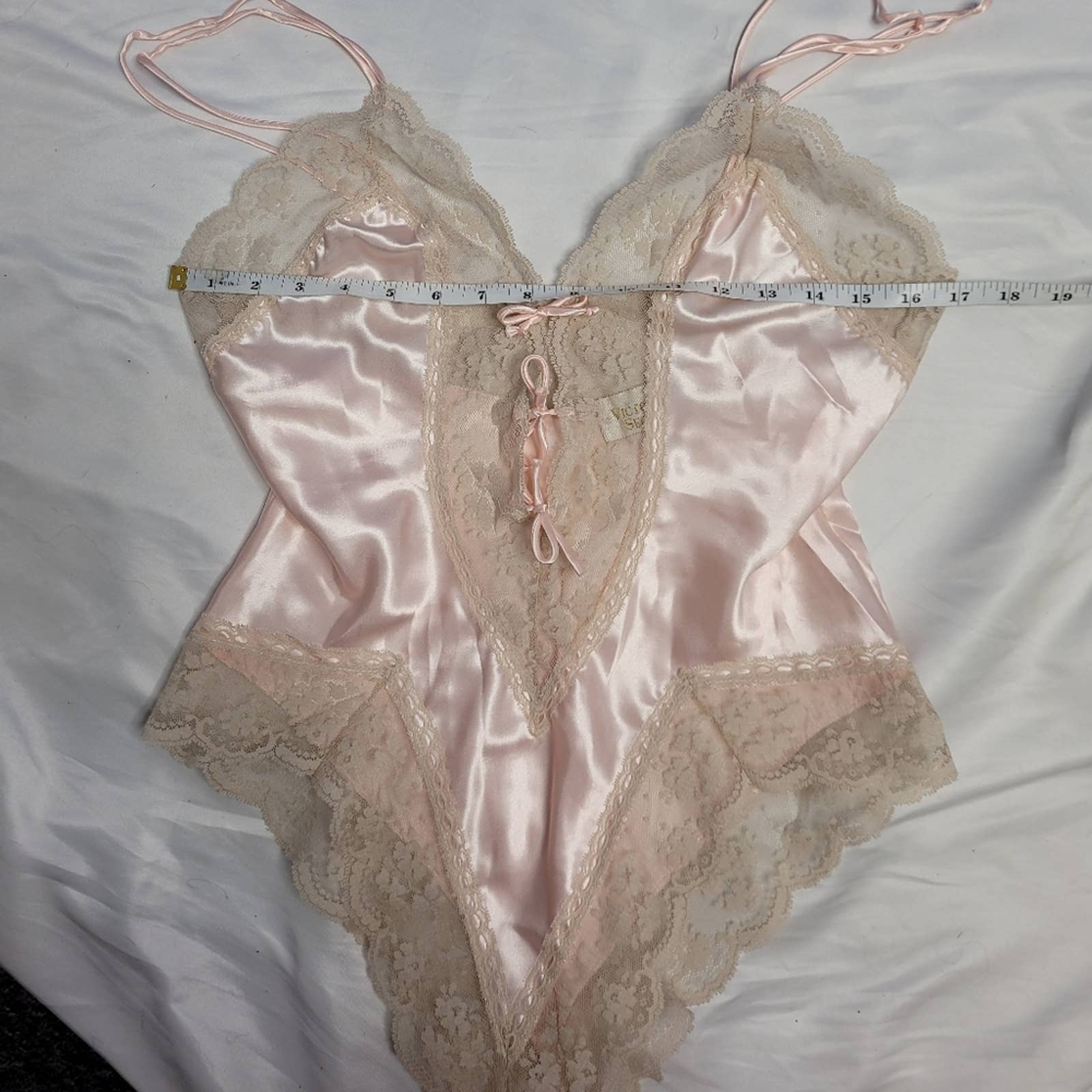 Vintage 90s Victoria's Secret Teddy Pink Lace Lingerie Bodysuit High Cut M by Victoria's Secret - Image 9