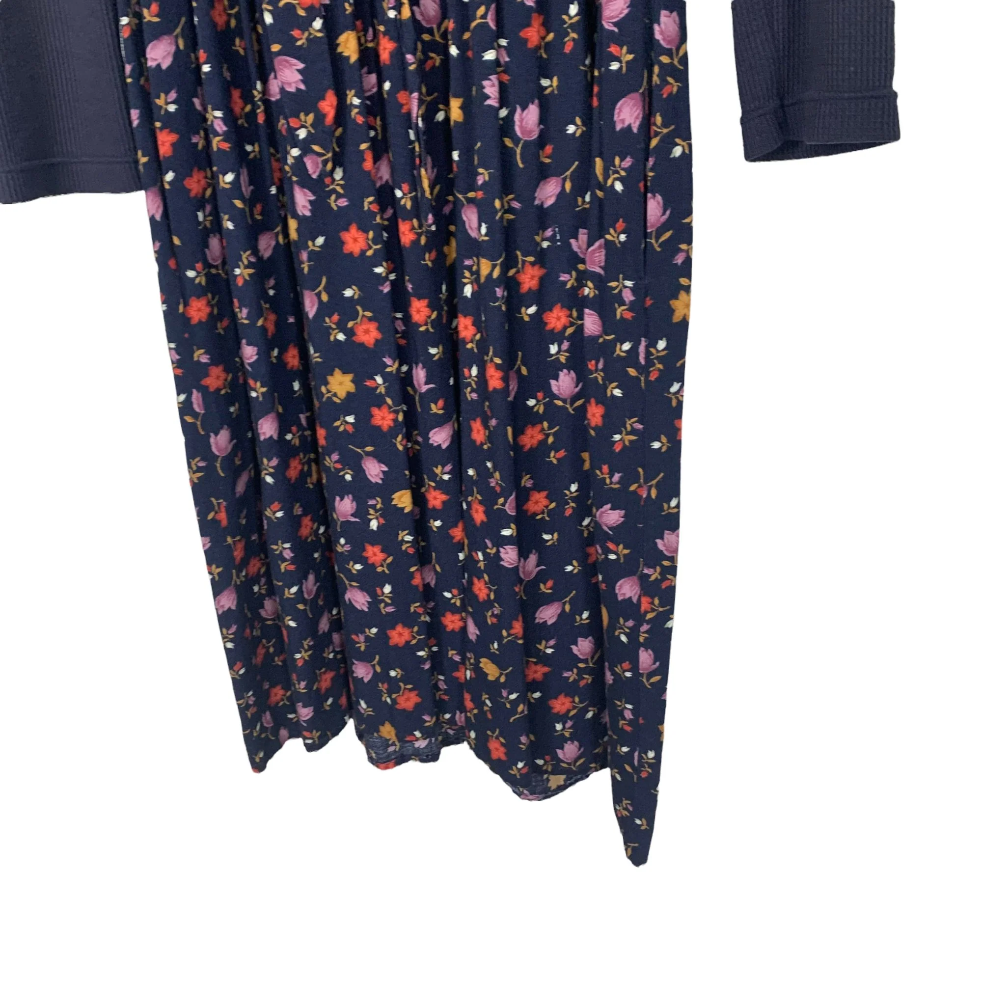 Vintage 90s Waffle Knit Long Sleeve Floral Skirt Midi Dress - Image 3