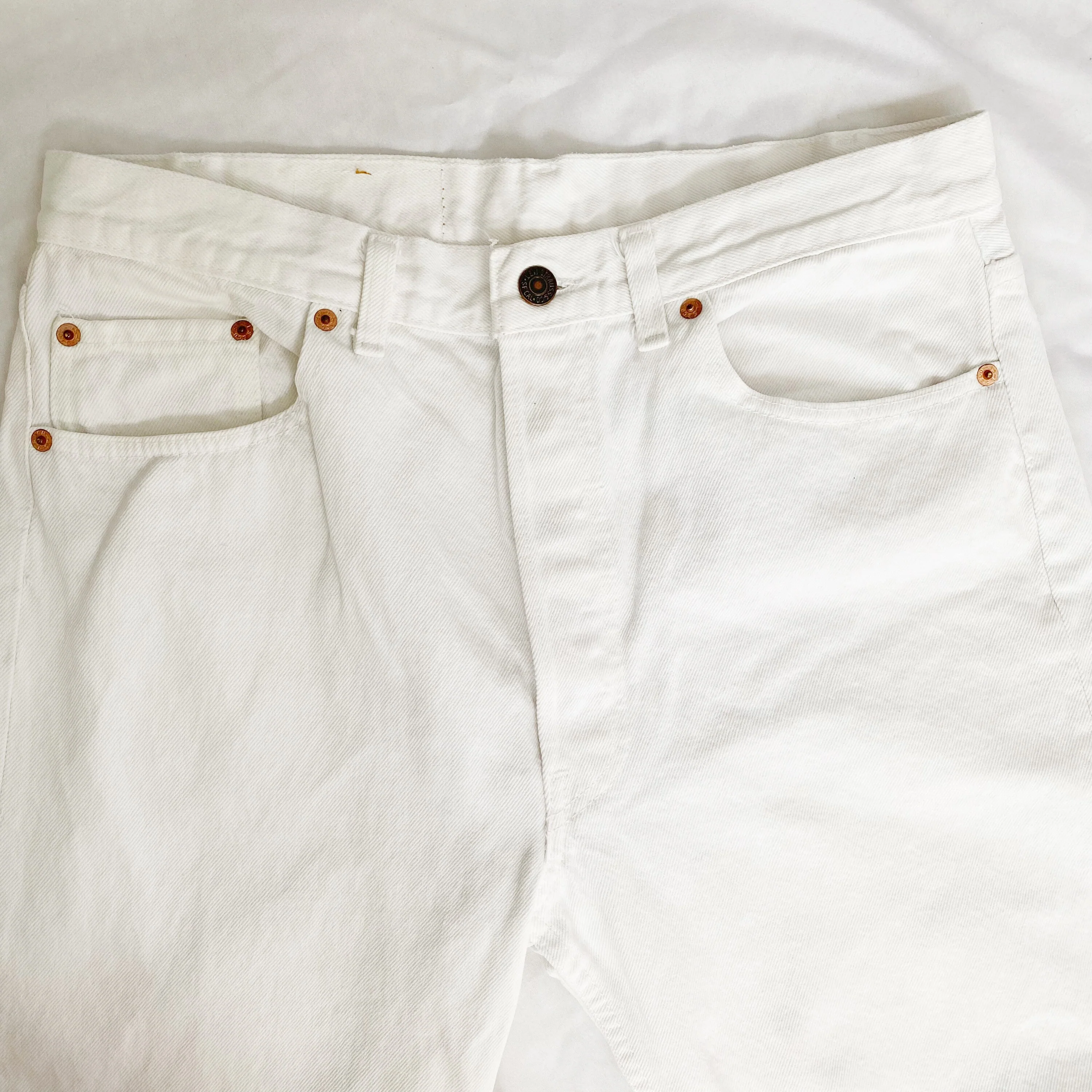 Vintage 90s White 501 Jeans Classic Denim Jean by Levi’s - Image 3