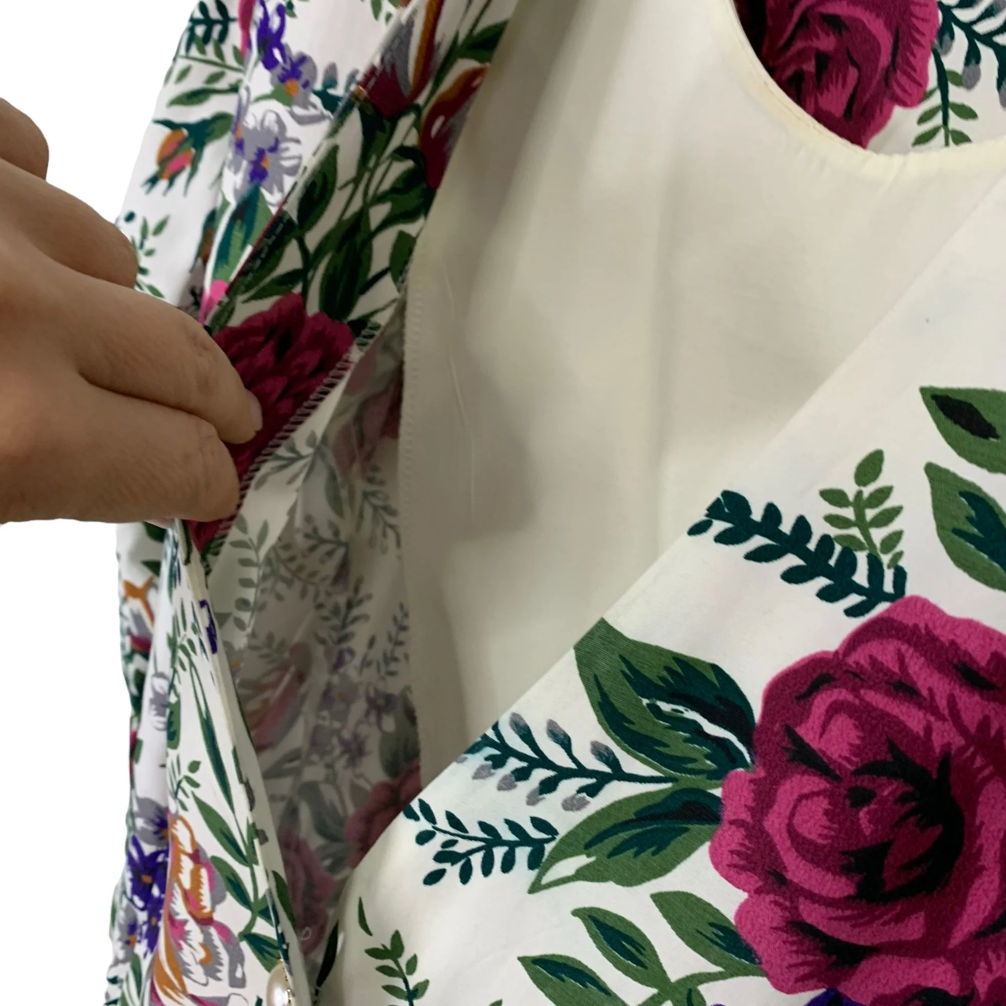 Vintage 90s White Floral Blazer Built In Top by Ultra Dress - Image 2