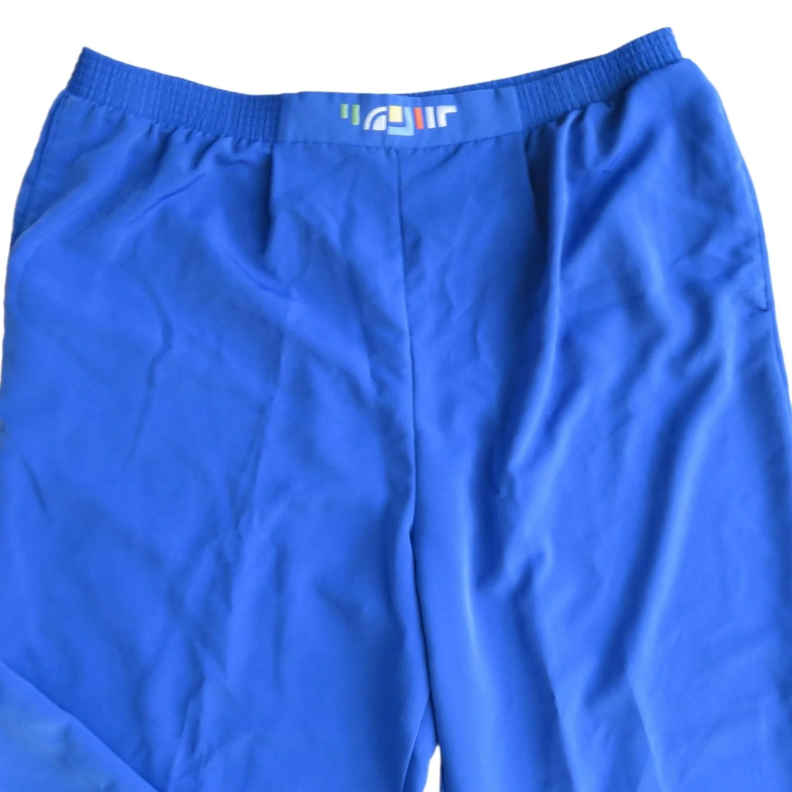 Vintage 90s Wide Leg Pants L Blue Elastic High Waist Pockets Usa by Brenda Goode - Image 6