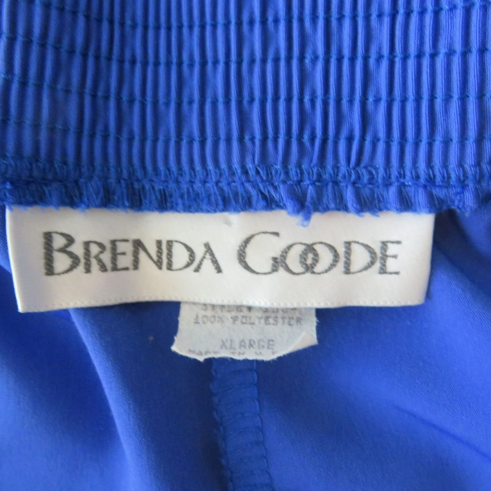 Vintage 90s Wide Leg Pants L Blue Elastic High Waist Pockets Usa by Brenda Goode - Image 9