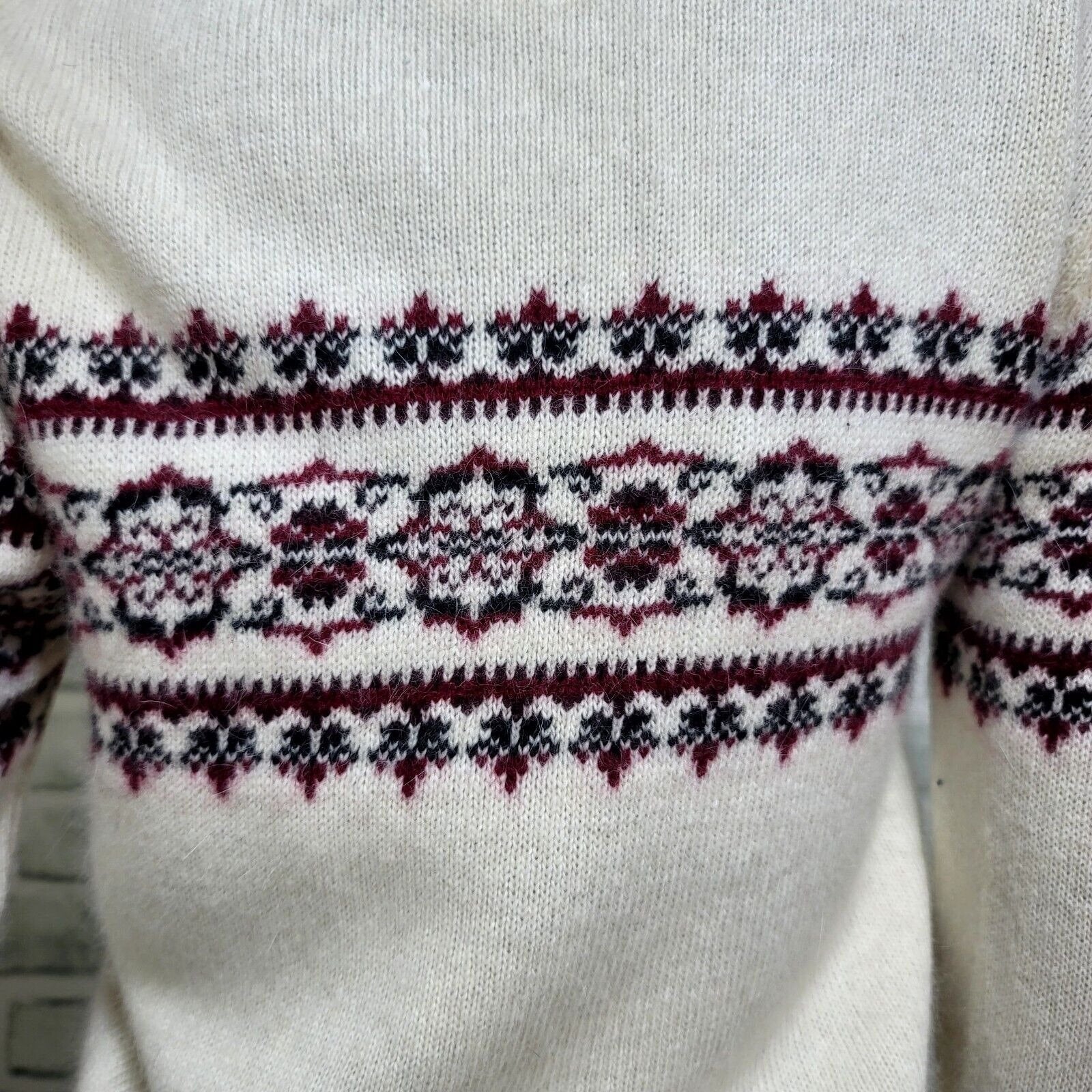 90s Off White Angora Blend Fair Isle Cardigan Sweater By Esprit - Image 6