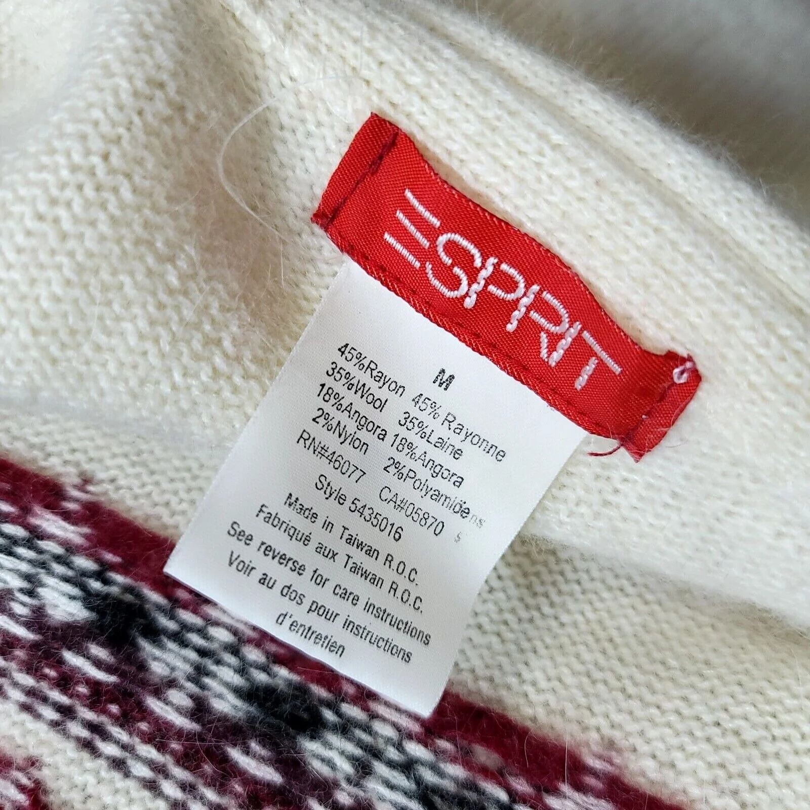 90s Off White Angora Blend Fair Isle Cardigan Sweater By Esprit - Image 8