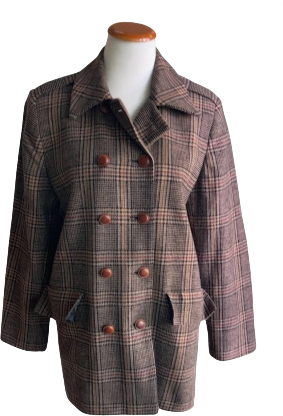 Vintage 90s Wool Peacoat Blazer Twee Preppy Brown Medium Fall Looks Jackets