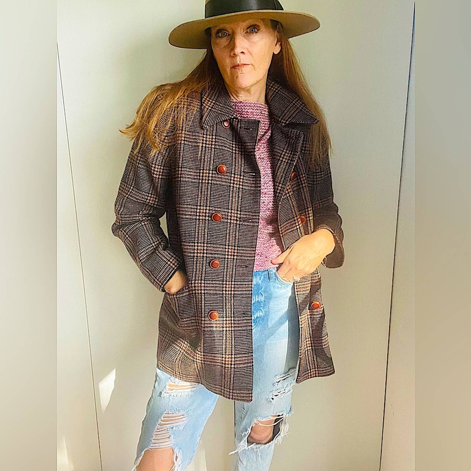 Vintage 90s Wool Peacoat Blazer Twee Preppy Brown Medium Fall Looks Jackets - Image 3